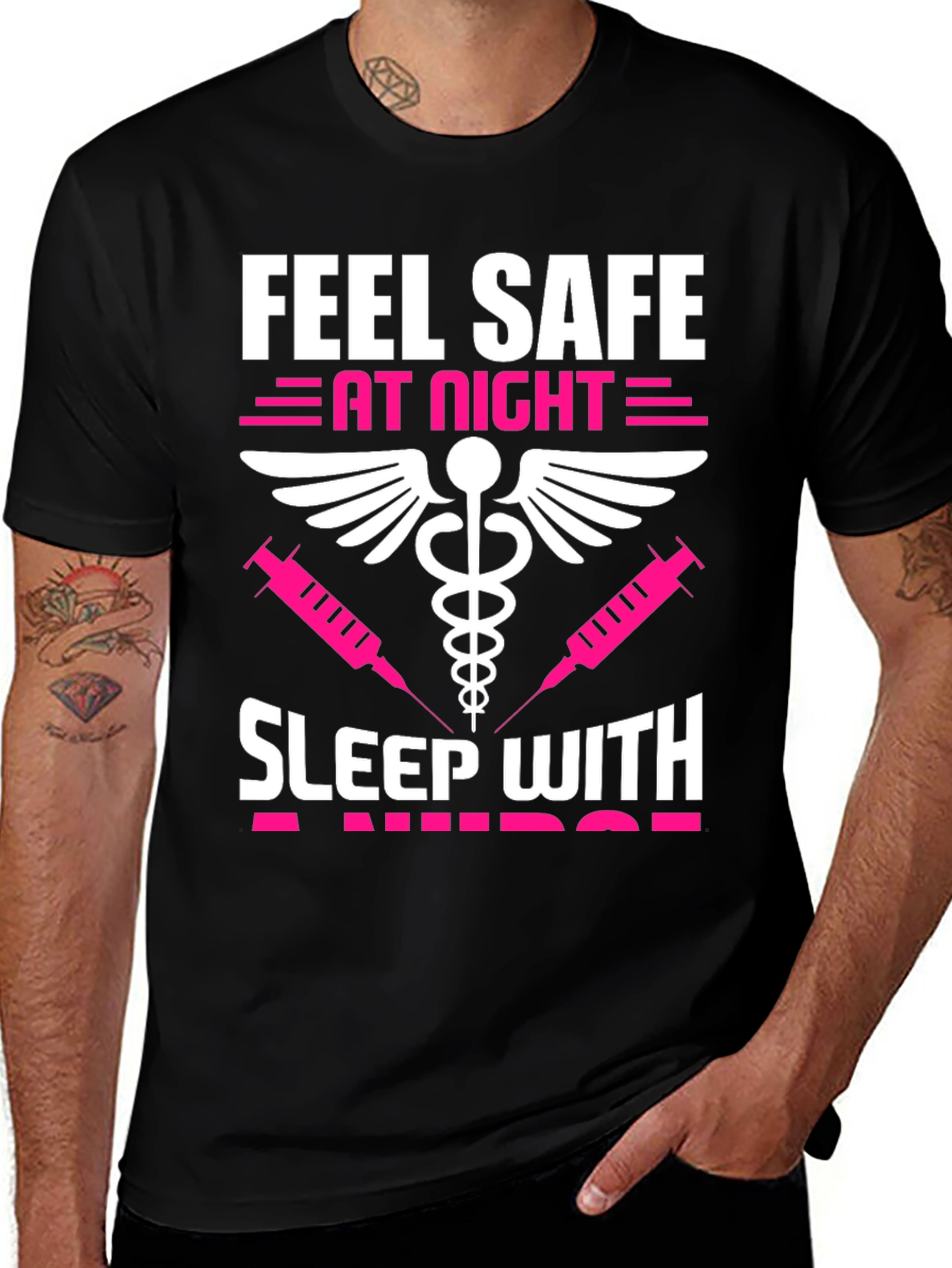 Variant 11 of Feel Safe Sleep With a Nurse Black T-Shirt
