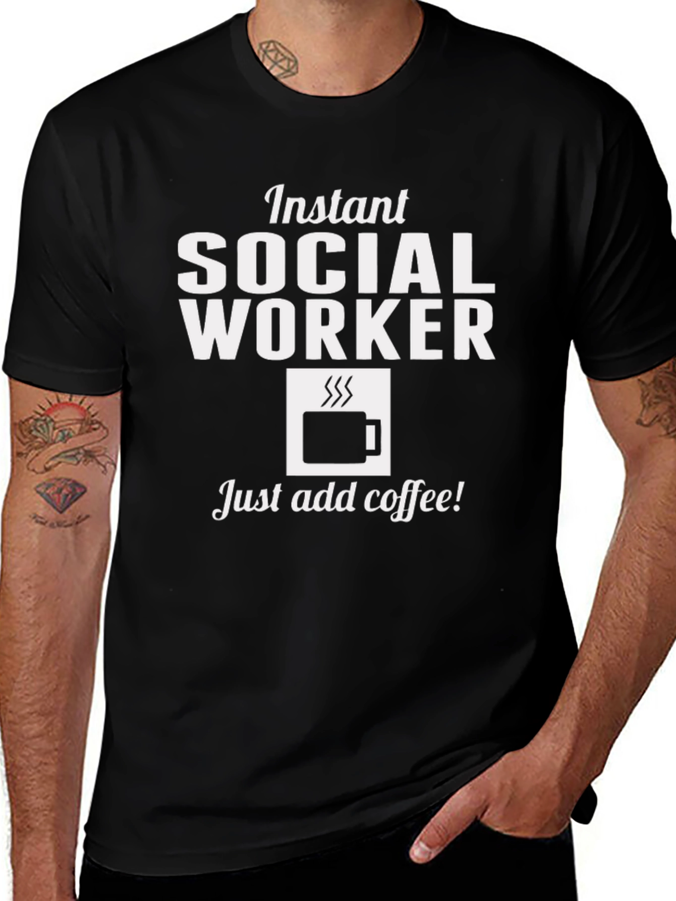 Variant 17 of Instant Social Worker Coffee T-Shirt - Black