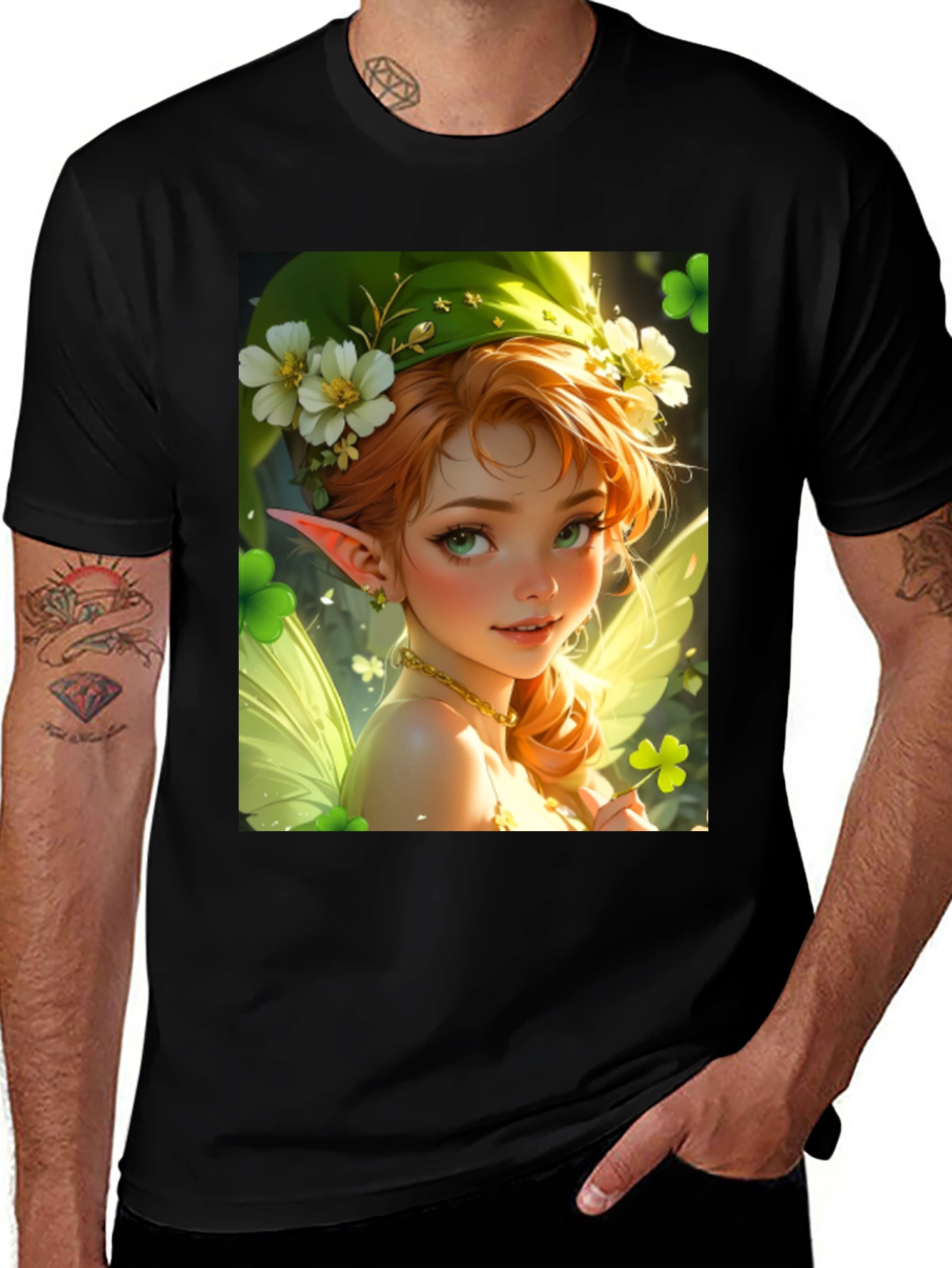 Black St. Patrick's Day Fairycore Graphic Tee main image