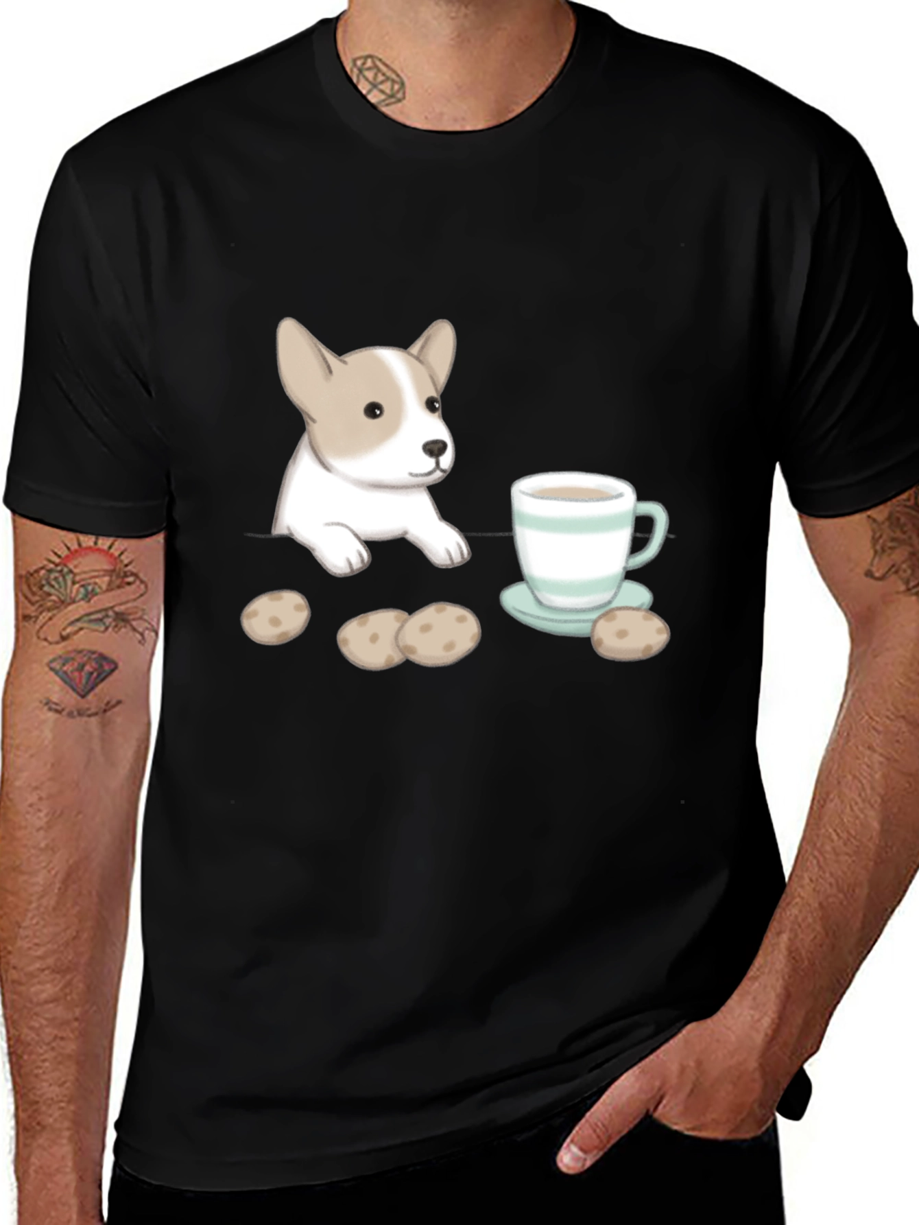 Variant 8 of Cute Puppy Tea & Cookies Graphic T-Shirt