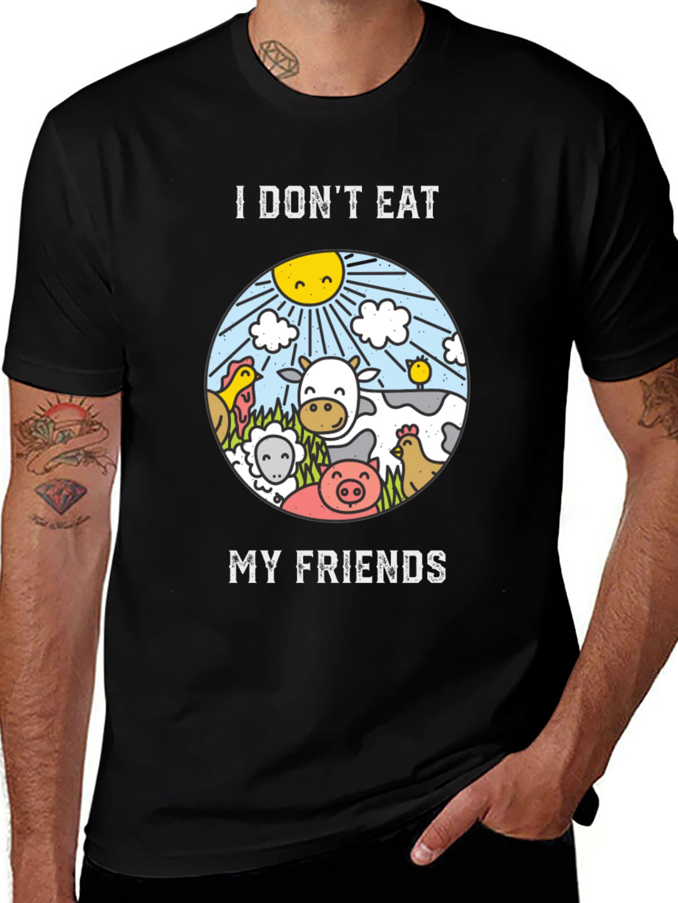 Variant 27 of Vegan T-Shirt: I Don't Eat My Friends, Cruelty-Free Apparel