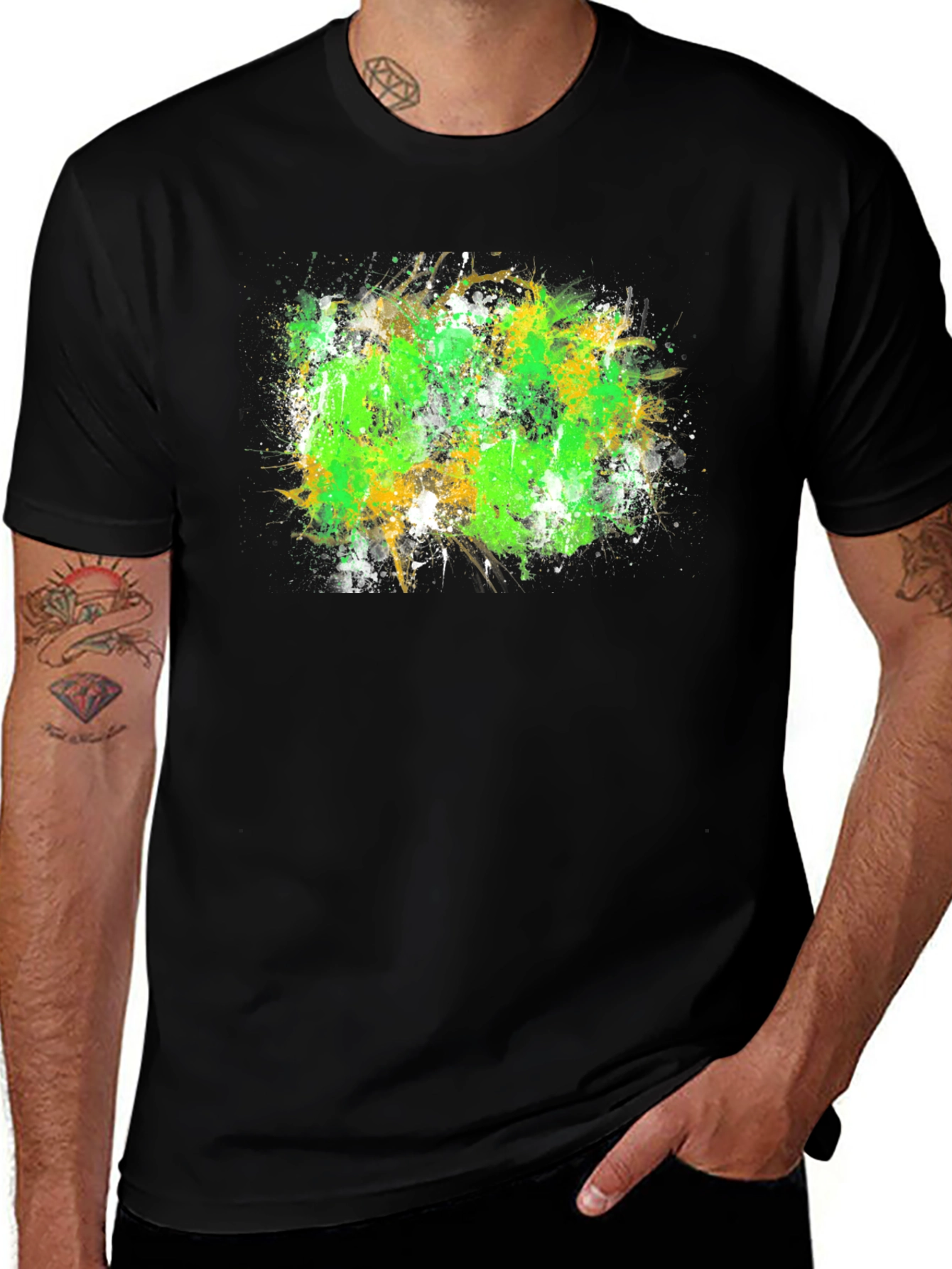 Variant 18 of Abstract Paint Splatter Black T-Shirt