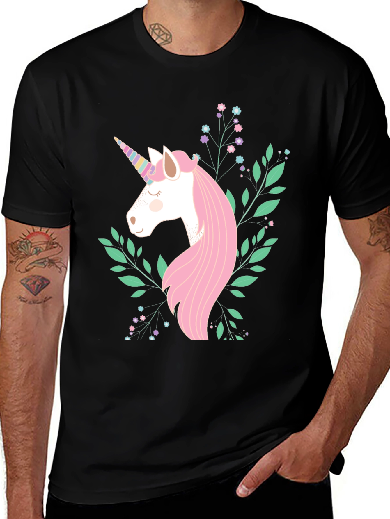 Unicorn Graphic Black T-Shirt