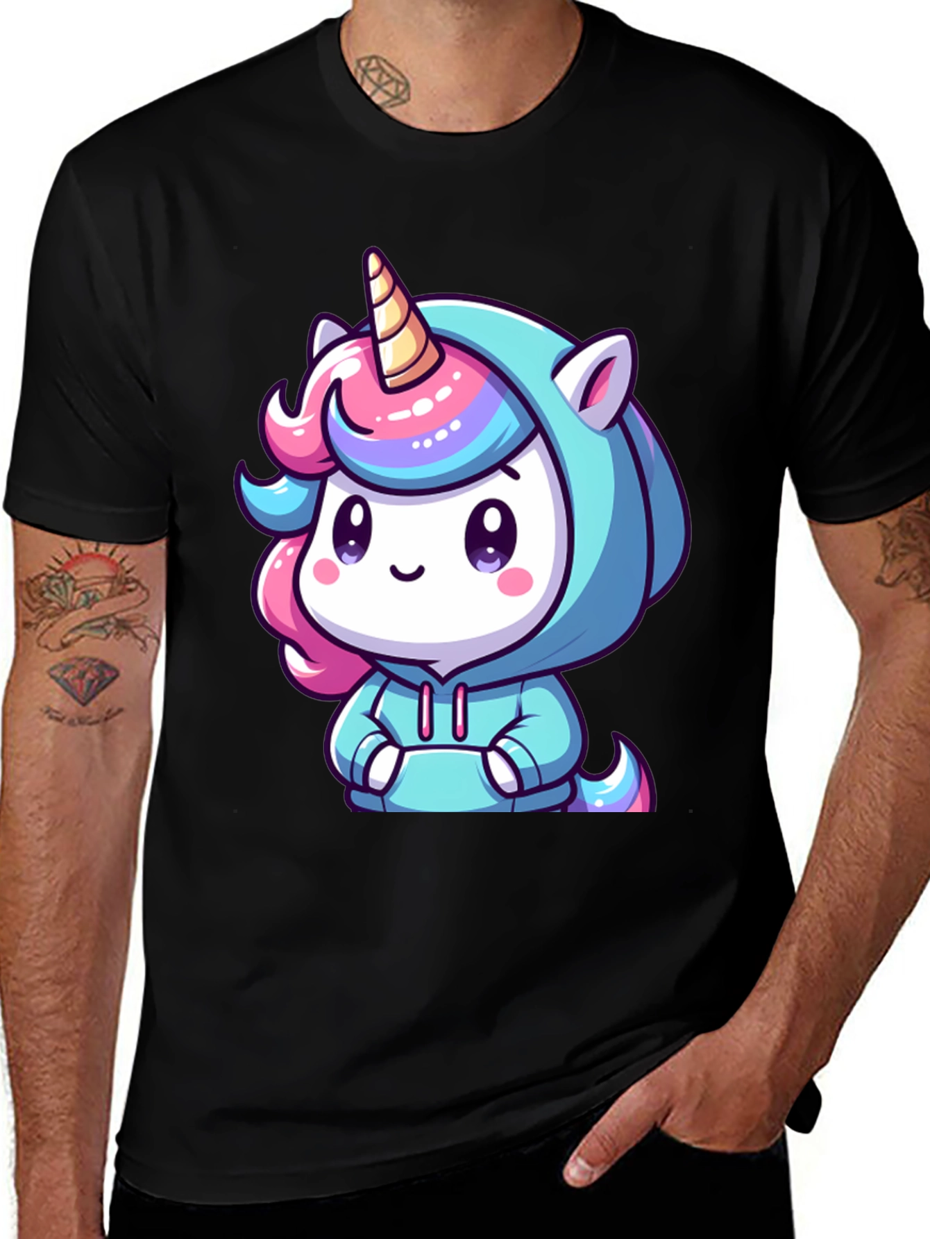 Cute Cartoon Unicorn Hoodie T-Shirt