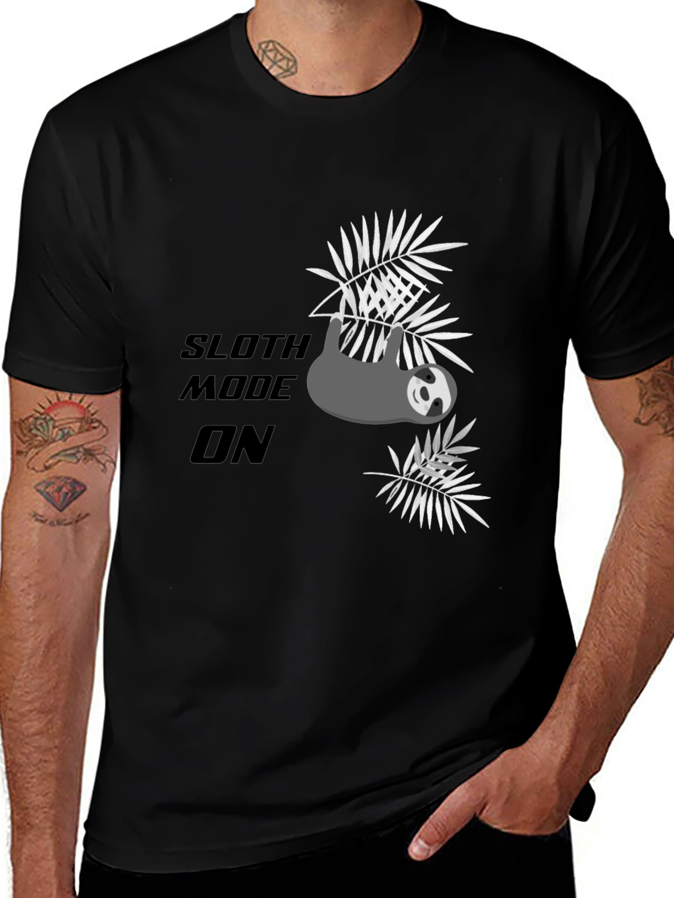 Variant 6 of Sloth Mode On Black T-Shirt