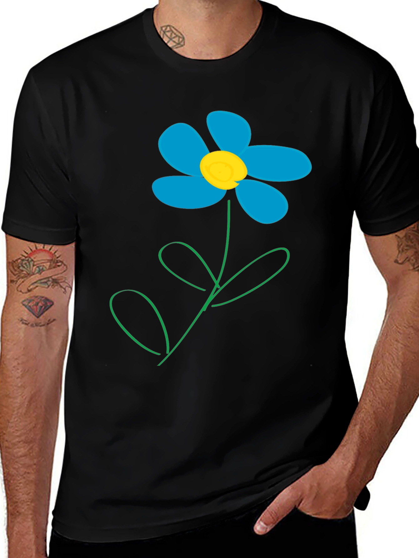 Variant 22 of Blue Flower Graphic Tee - Casual Cotton T-Shirt