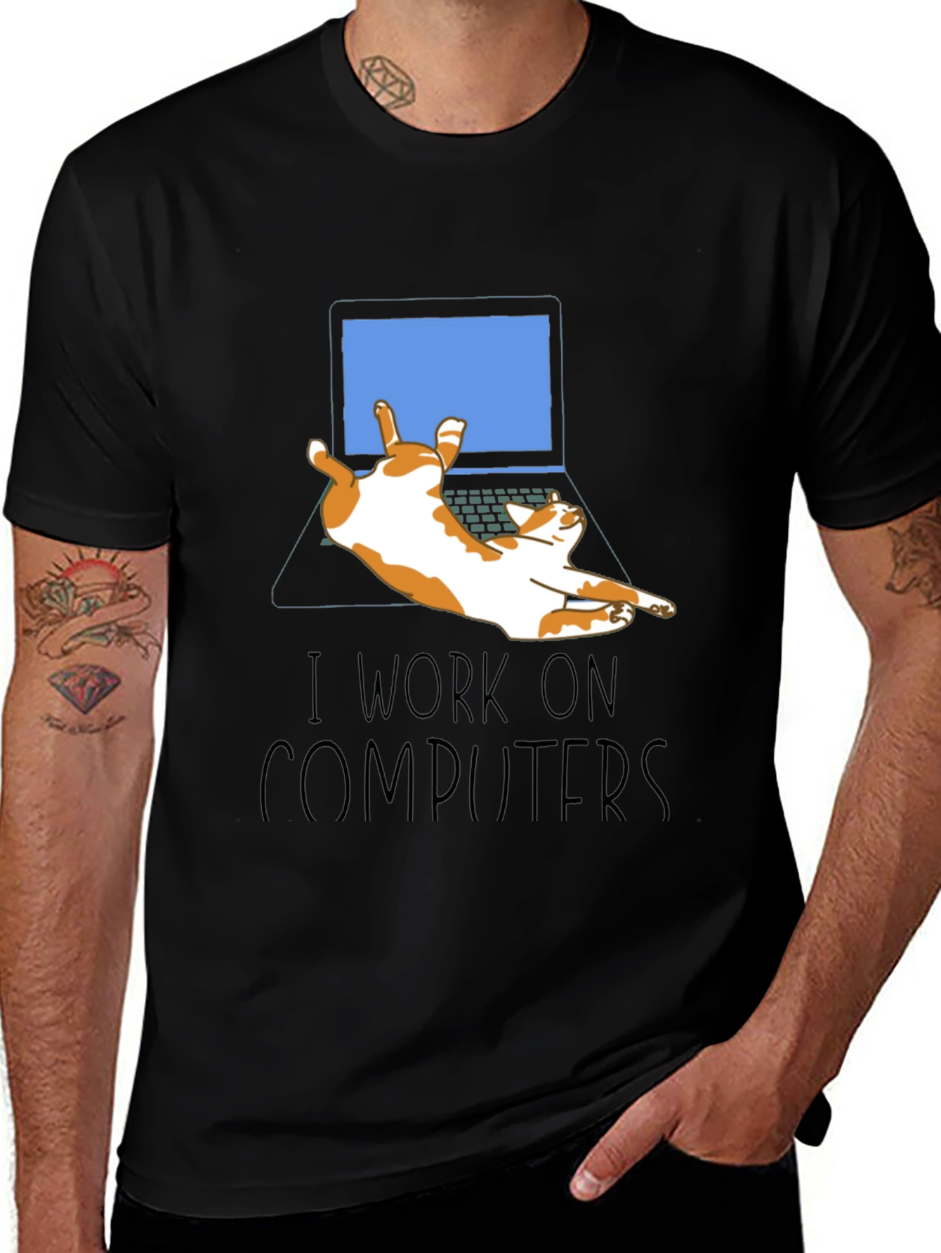 Variant 21 of Funny Cat Computer T-Shirt