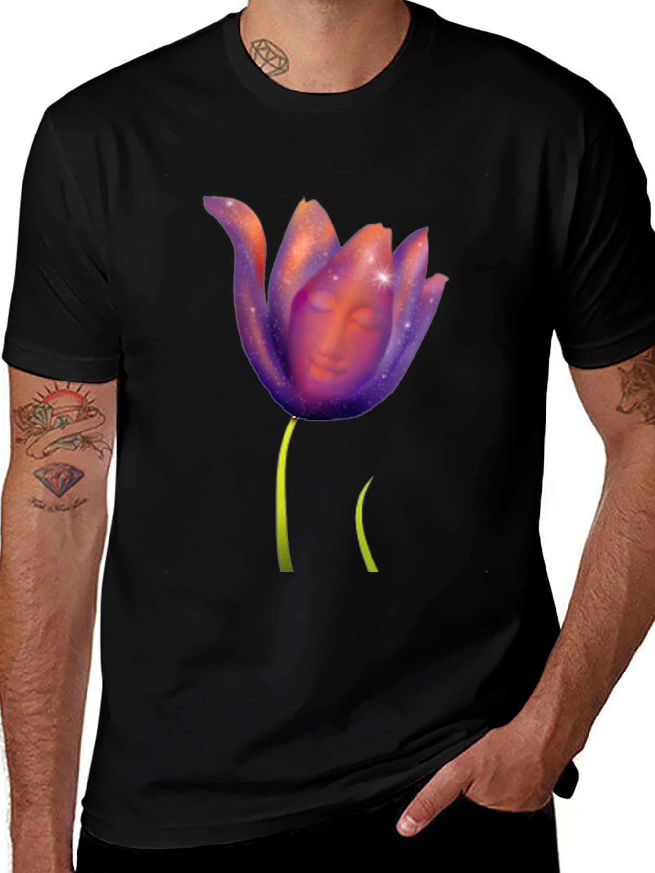 Variant 23 of Mystic Bloom T-Shirt: Face in Floral Design