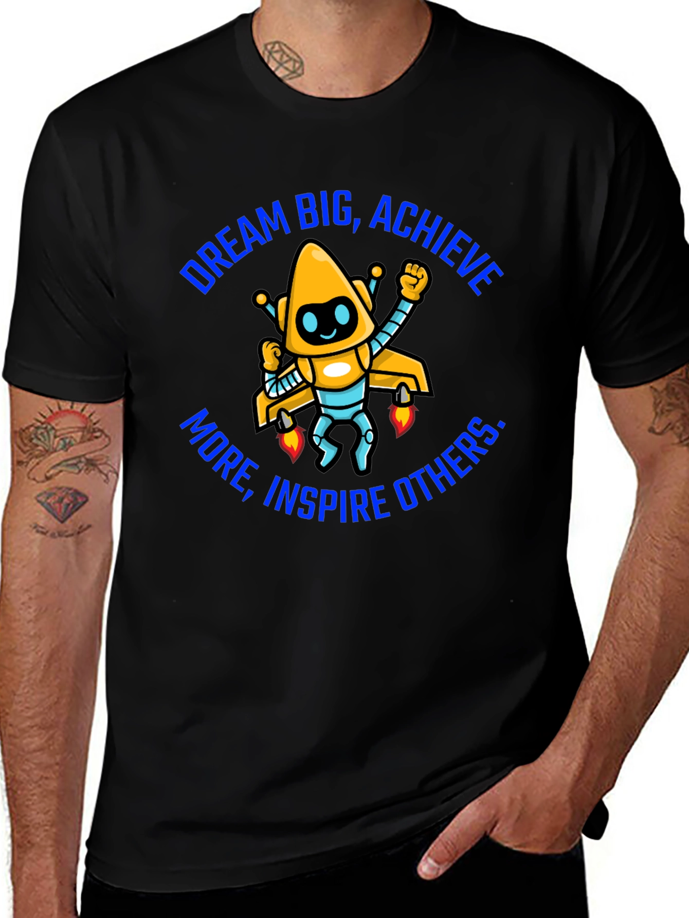 Dream Big Graphic Tee - Motivational Robot Shirt