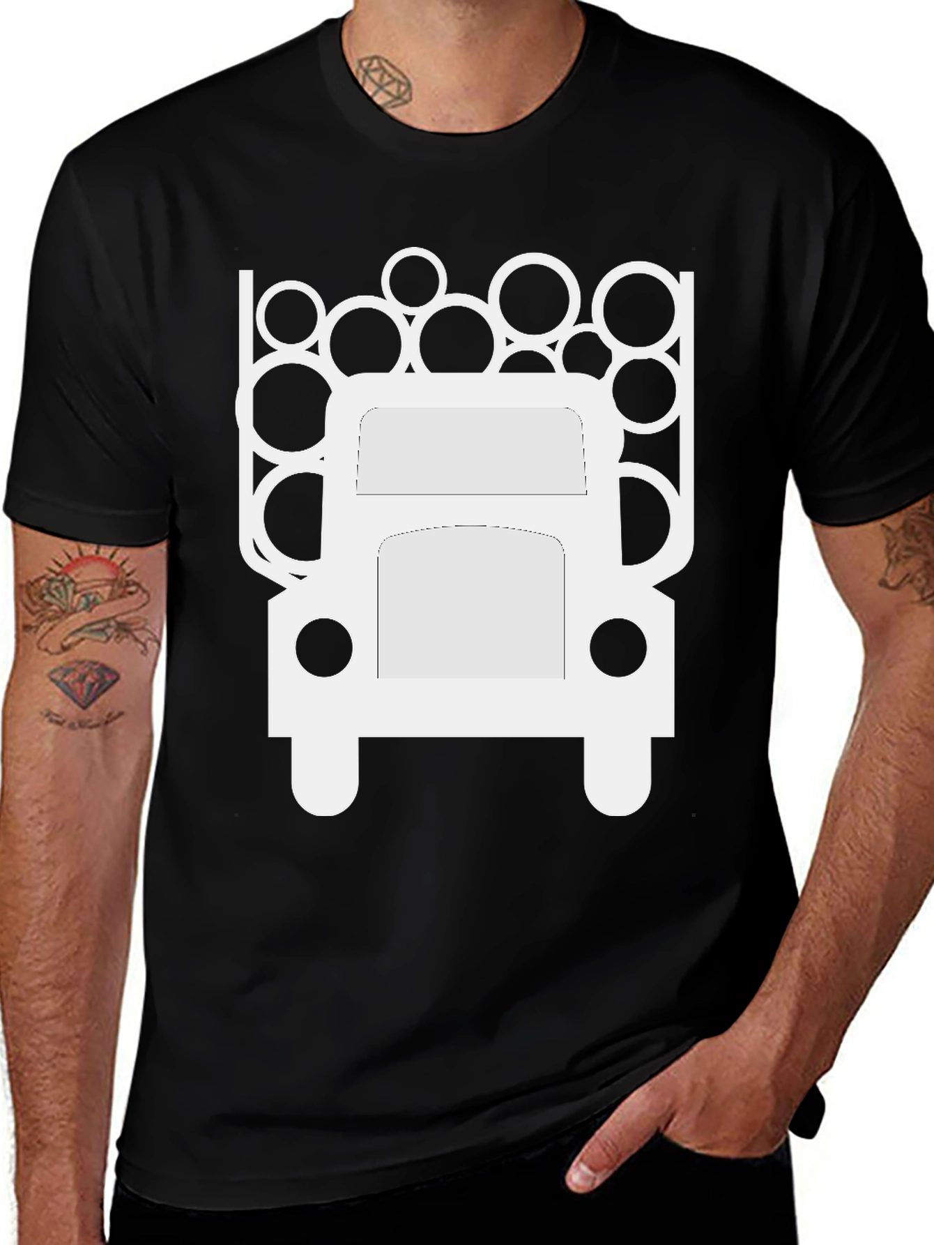 Variant 24 of Men's Black T-Shirt - Logging Truck Graphic Tee