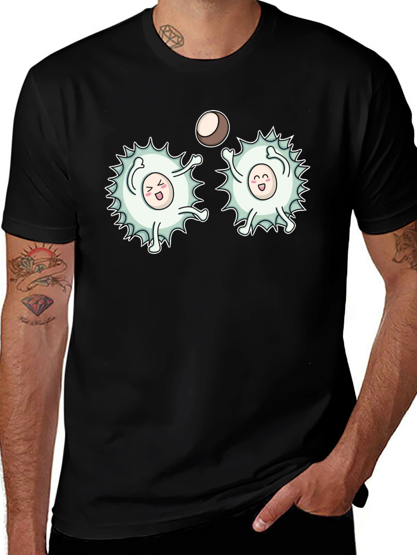 Variant 3 of Funny White Blood Cells Playing Ball Black T-Shirt