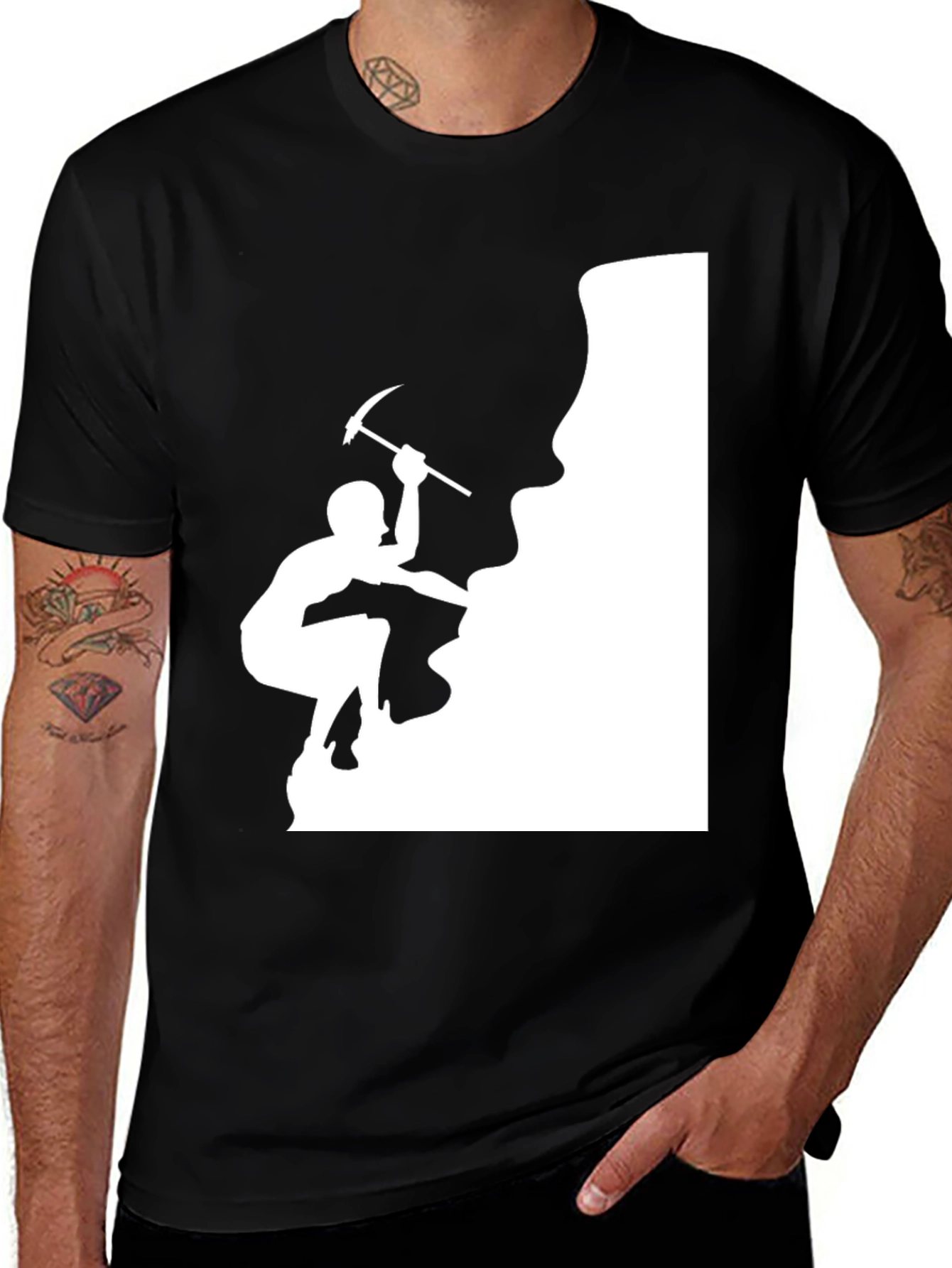 Variant 28 of Climbing Graphic Tee - Black Cotton T-Shirt
