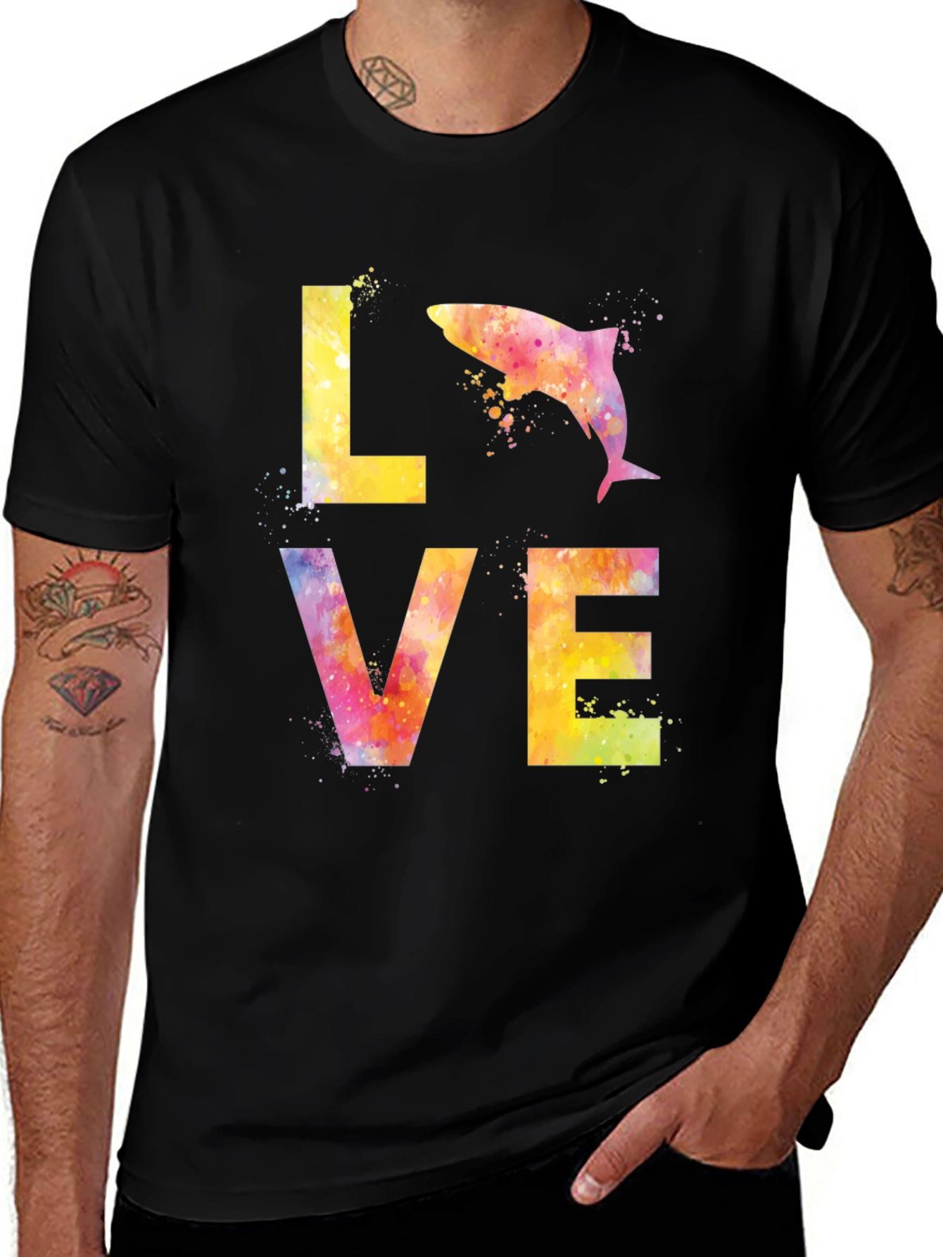 Variant 24 of Love Dolphin Watercolor Graphic Tee