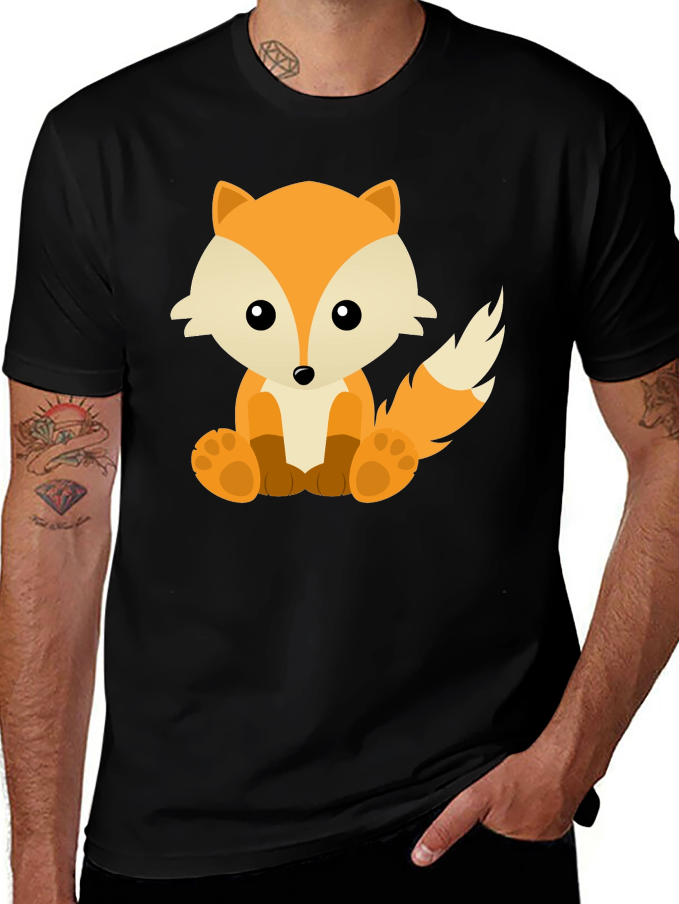 Variant 25 of Cute Fox Graphic Tee - Soft Black Cotton T-Shirt