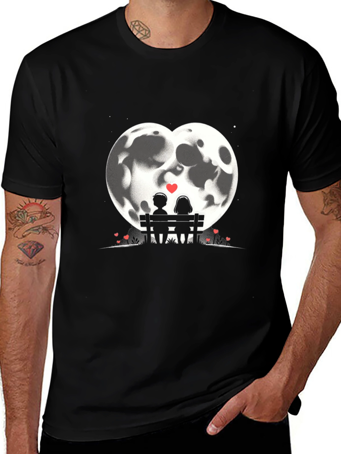 Variant 21 of Romantic Couple on Moon Bench T-Shirt
