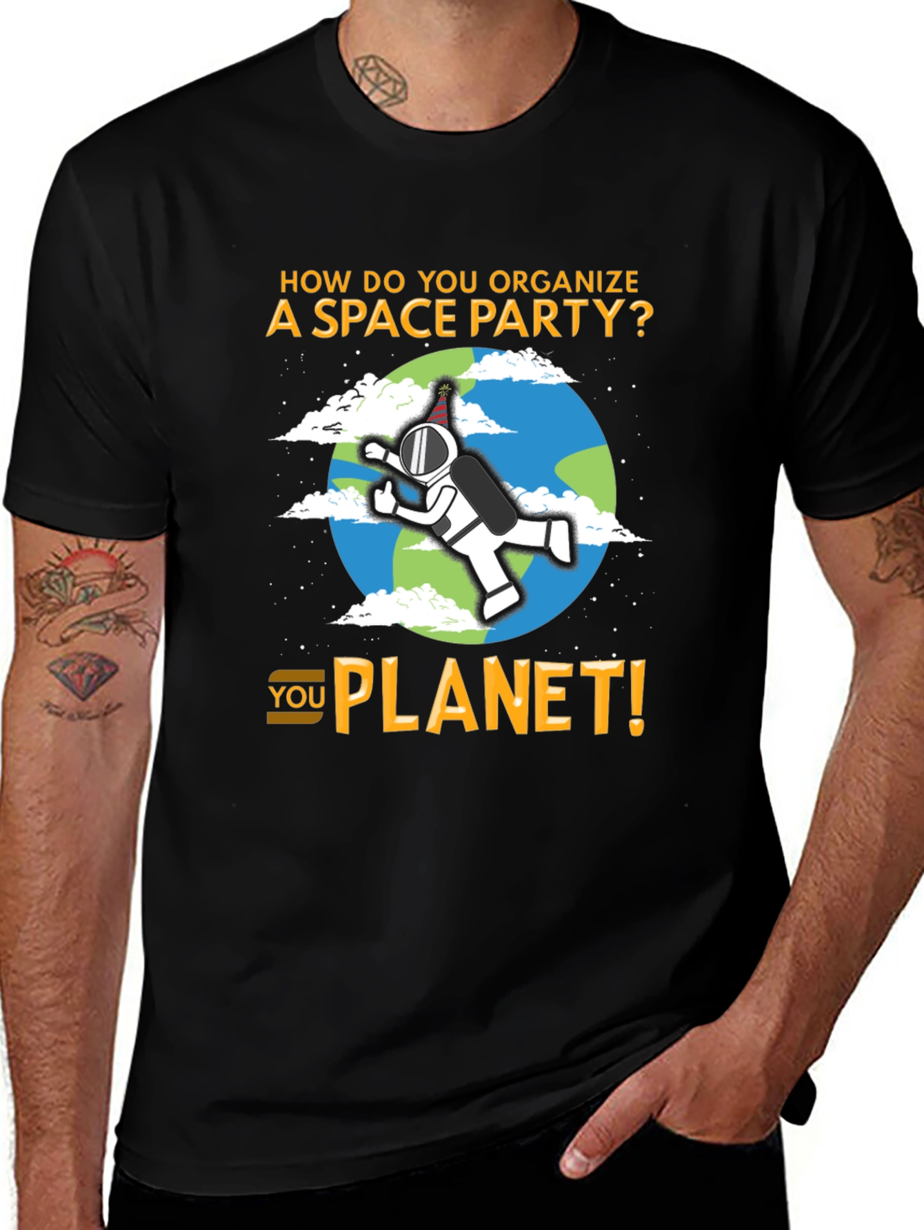 Variant 28 of Space Party Pun T-Shirt - You Planet!