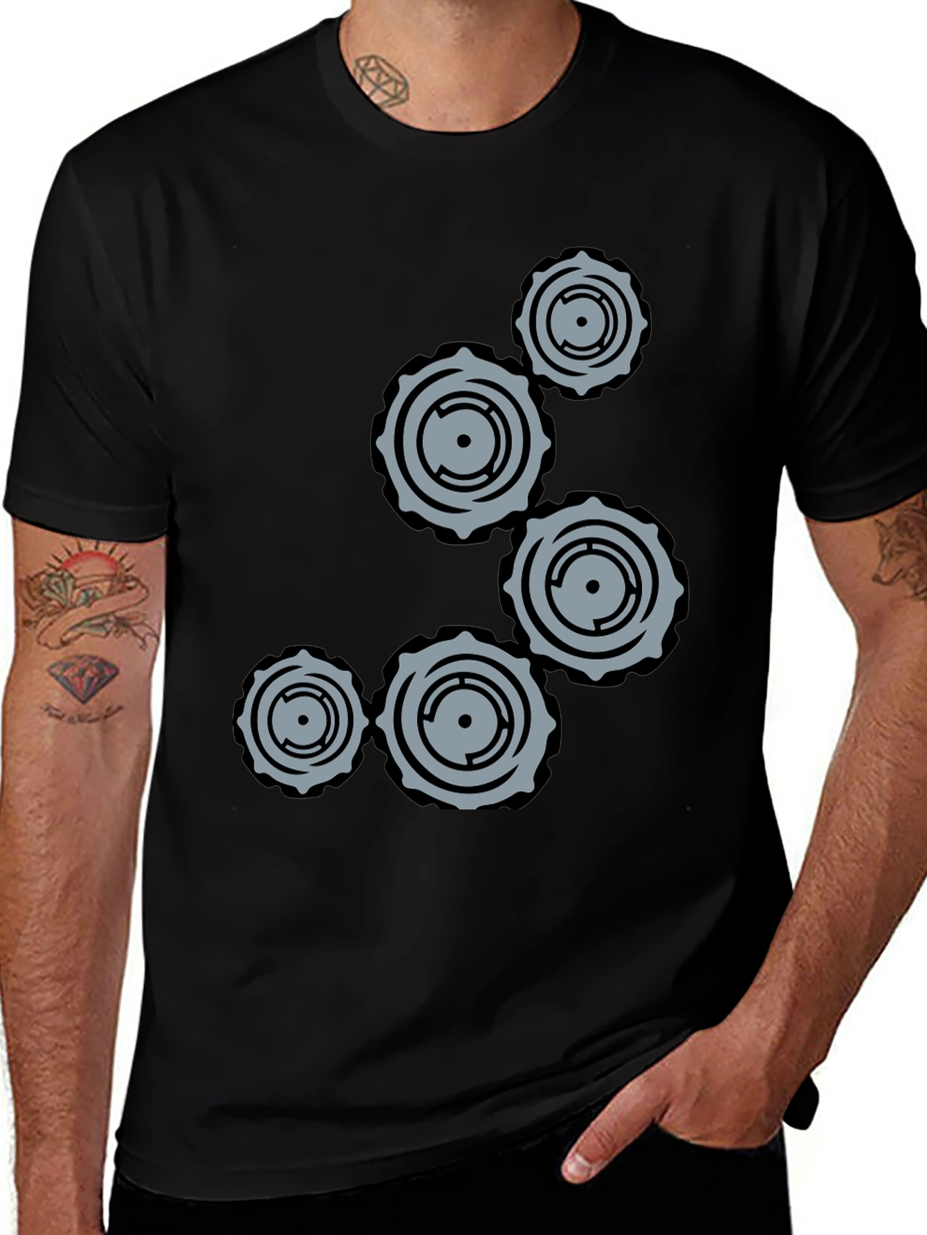 Variant 2 of Gear Graphic Black T-Shirt - Unique Design