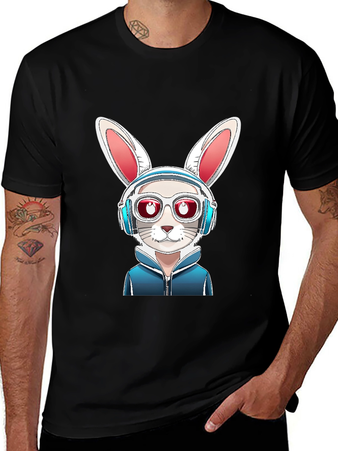 Variant 7 of Cool Rabbit Graphic Tee - Urban Style