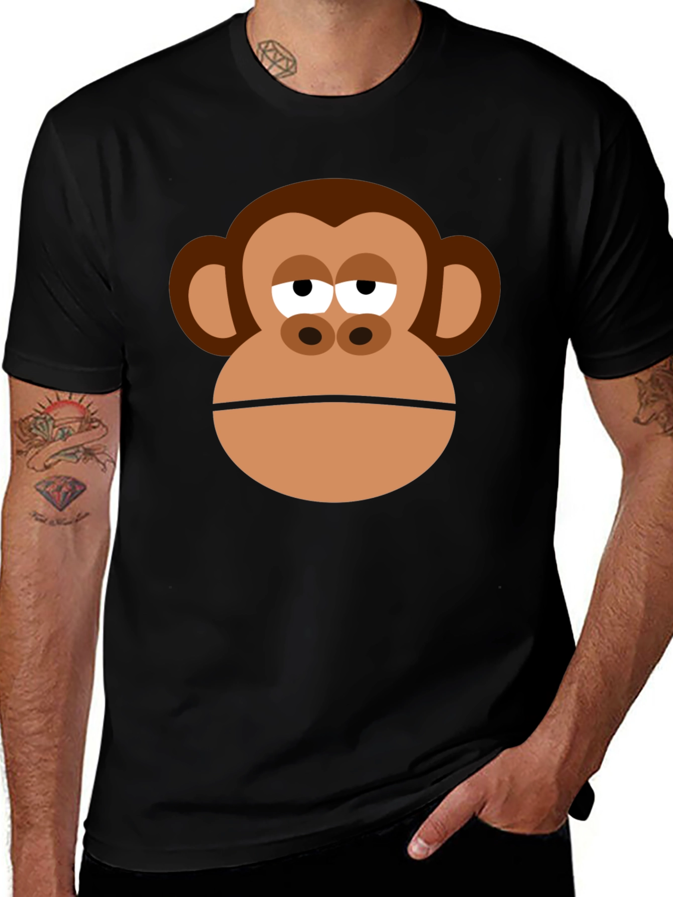Funny Monkey Graphic Men's Black T-Shirt