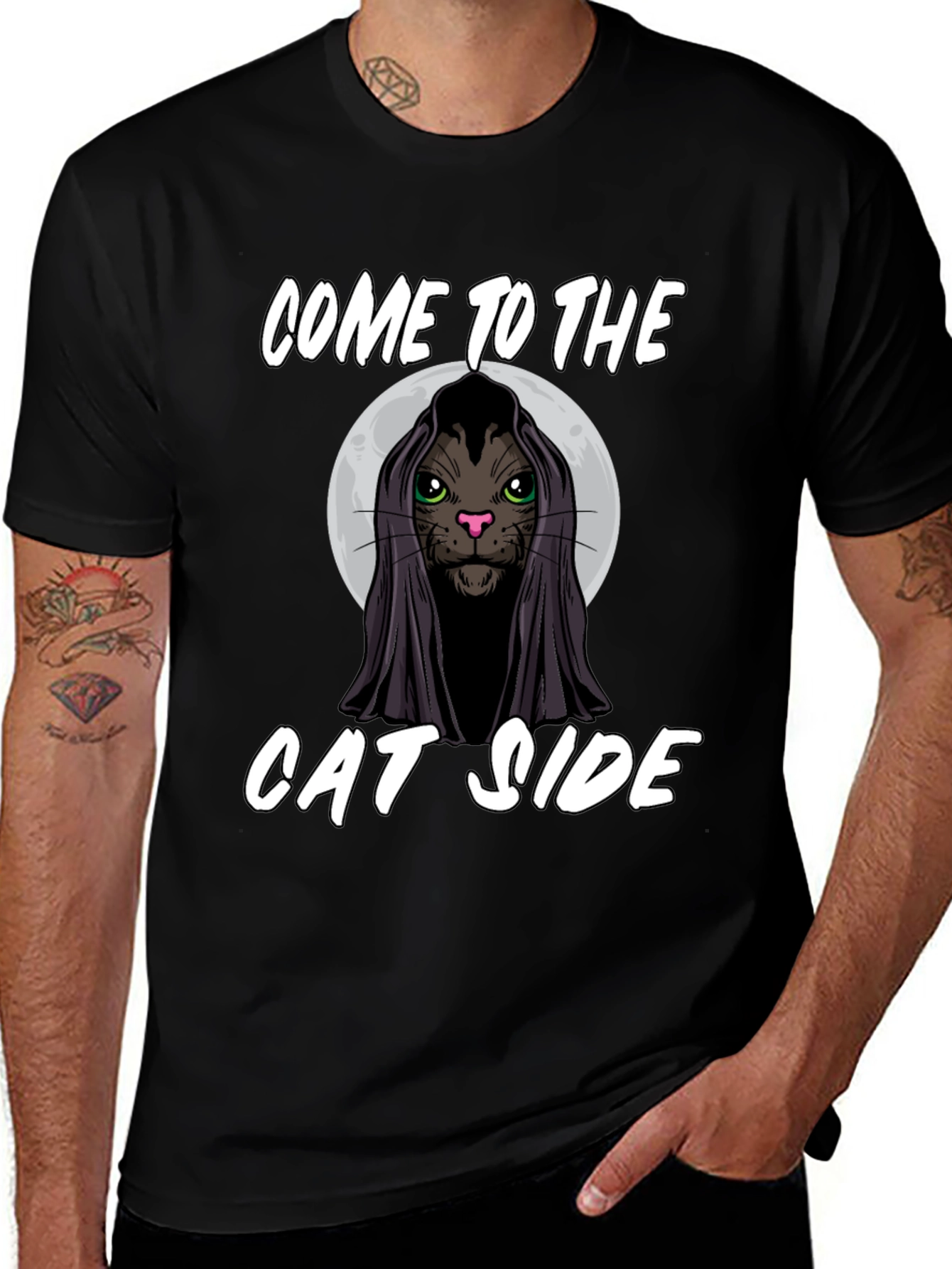 Variant 18 of Come to the Cat Side Black T-Shirt