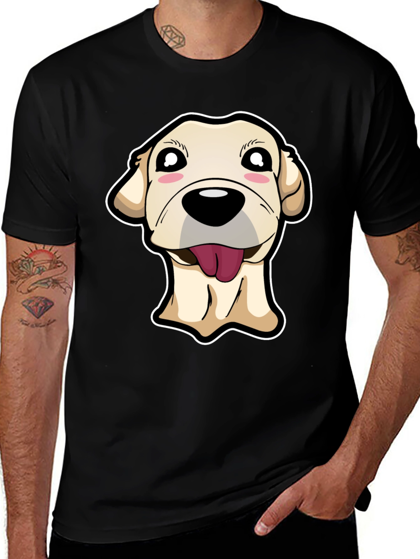 Variant 23 of Cute Dog Graphic Tee - Black