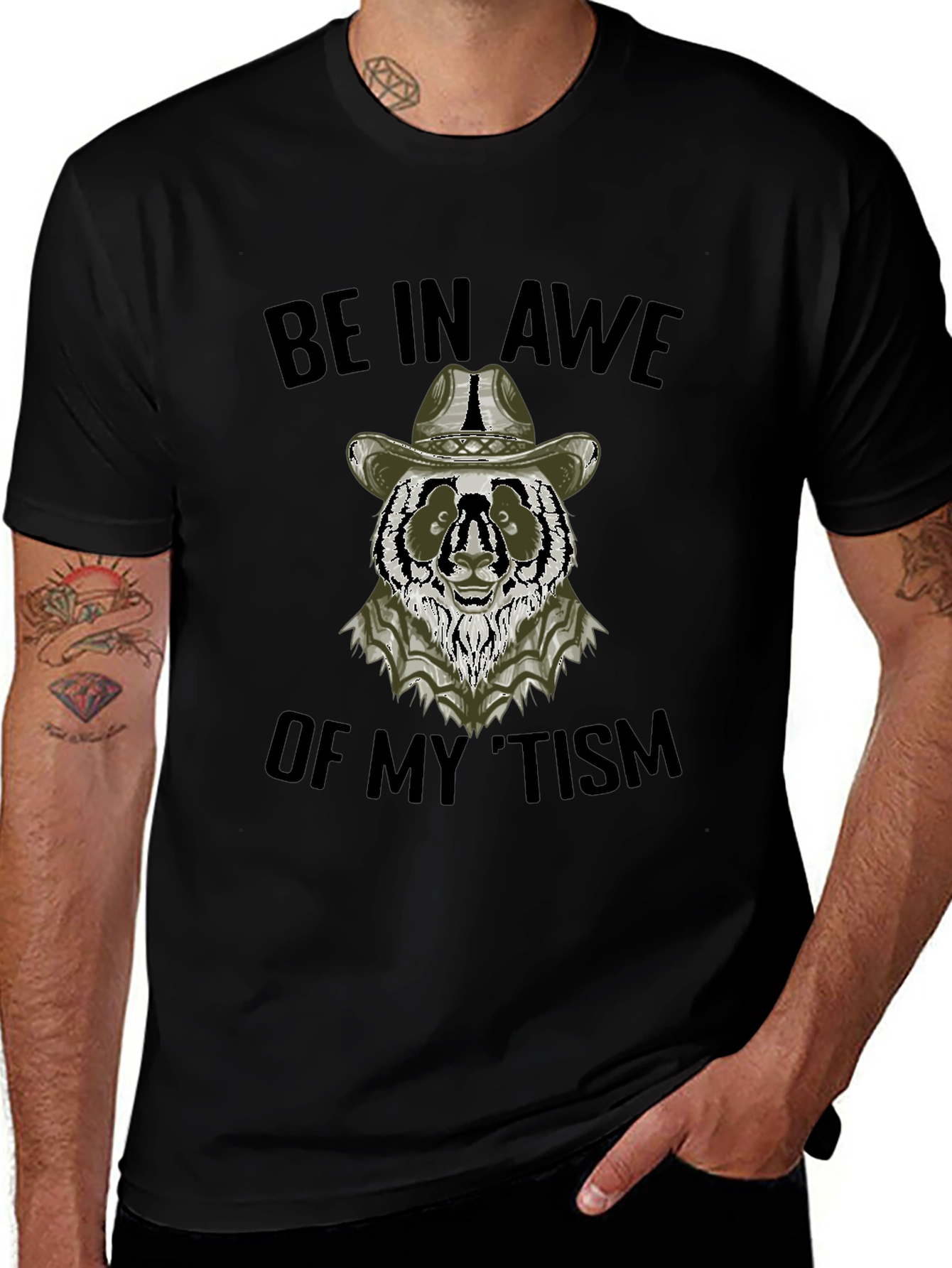 Variant 27 of Be In Awe Of My 'Tism Panda Cowboy T-Shirt