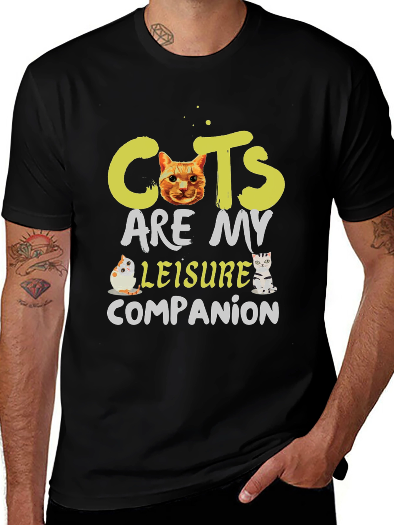 Variant 12 of Cats Are My Leisure Companion Black T-Shirt
