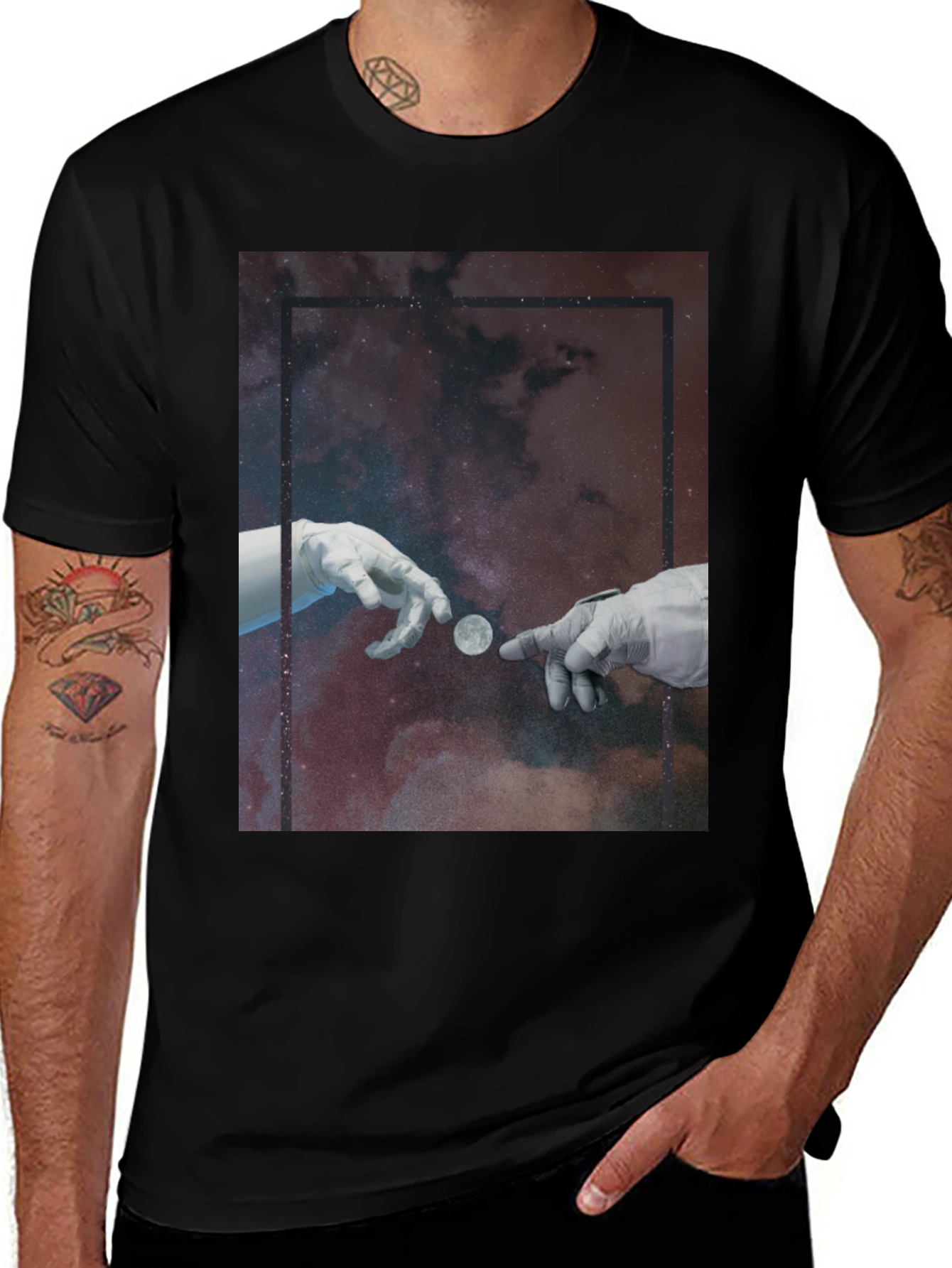 Variant 27 of Cosmic Touch Graphic T-Shirt - Black