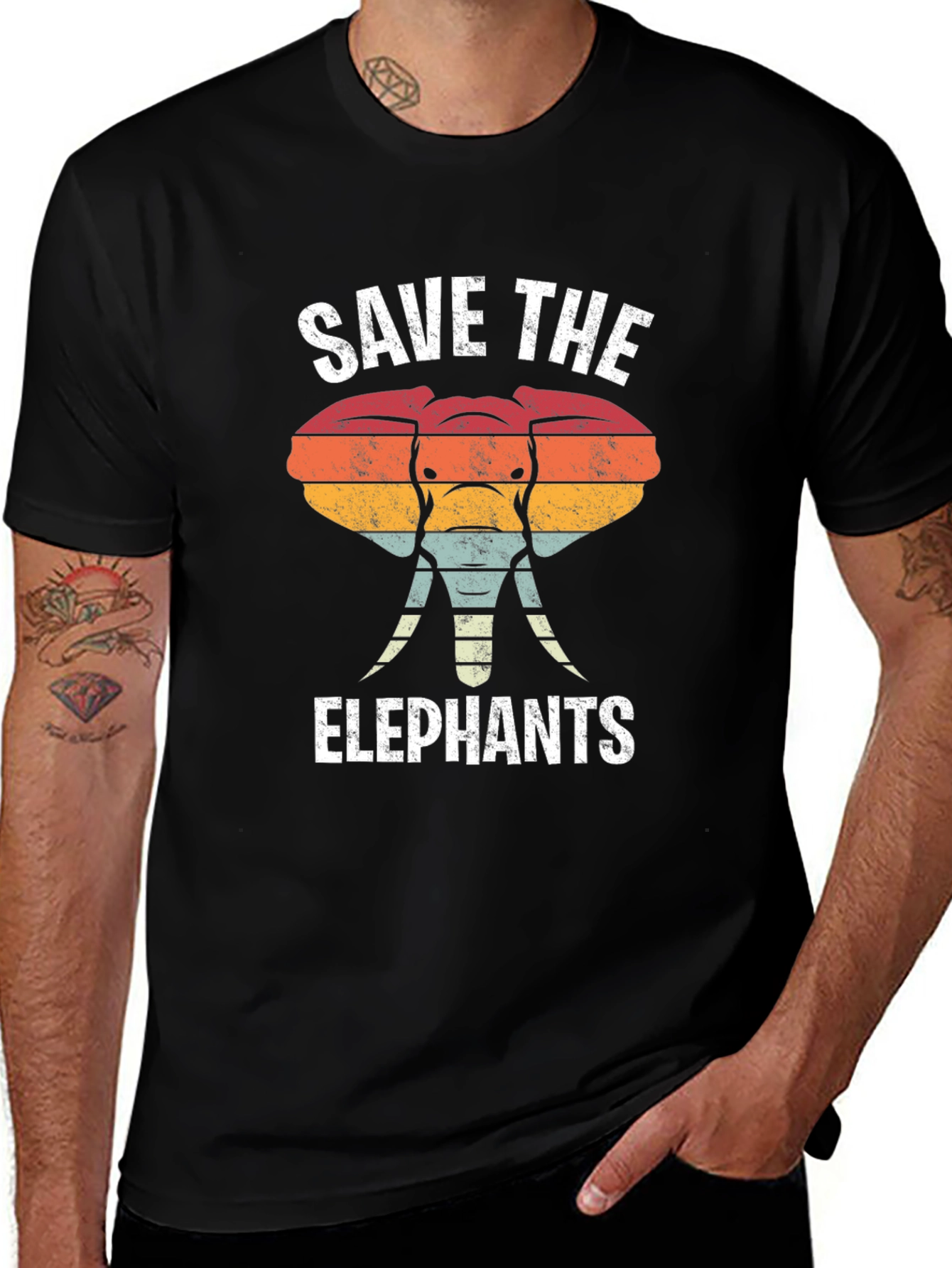 Variant 6 of Save the Elephants Retro Graphic Tee