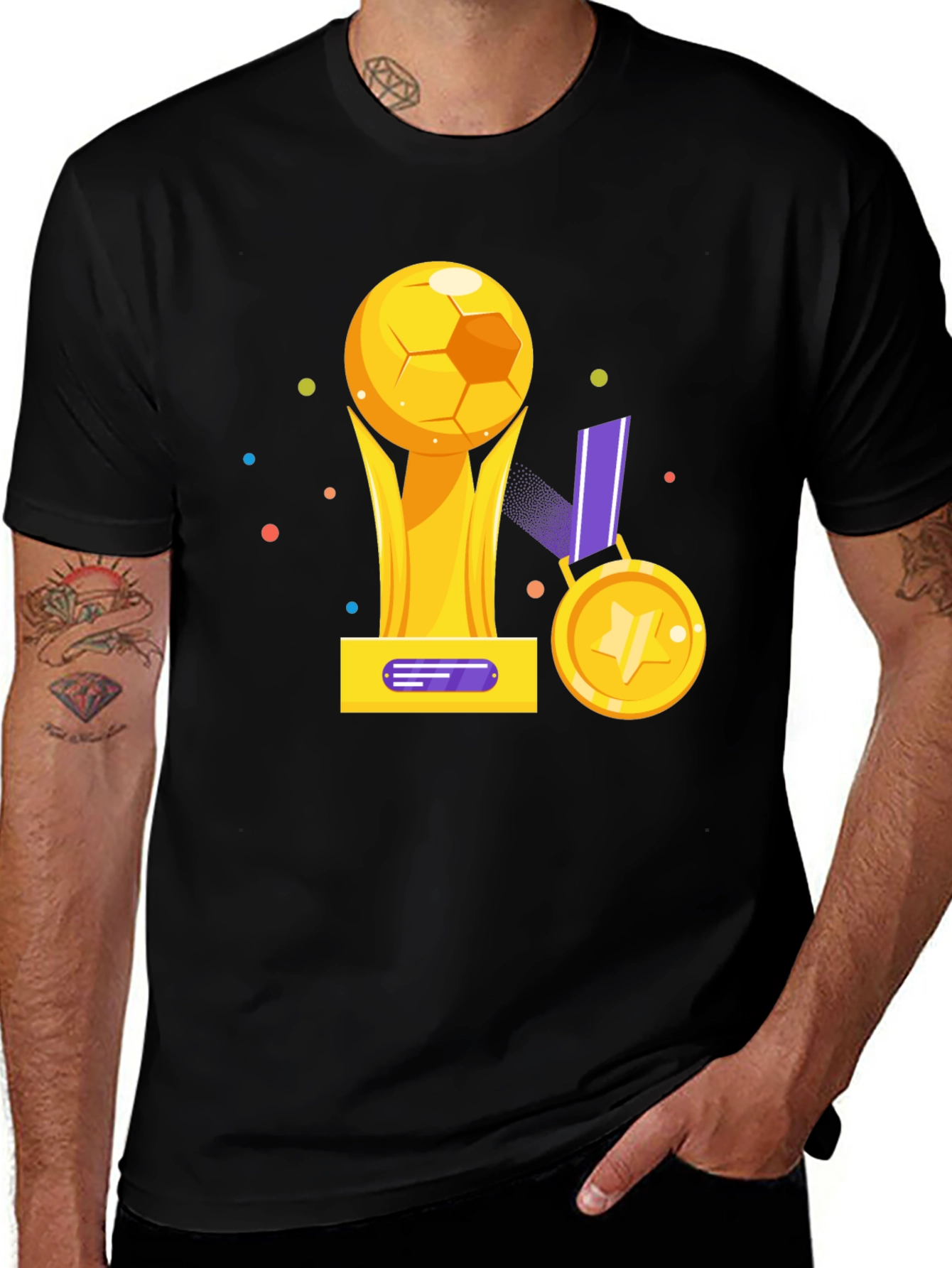 Variant 16 of Soccer Trophy Graphic Tee - Sporty Black T-Shirt