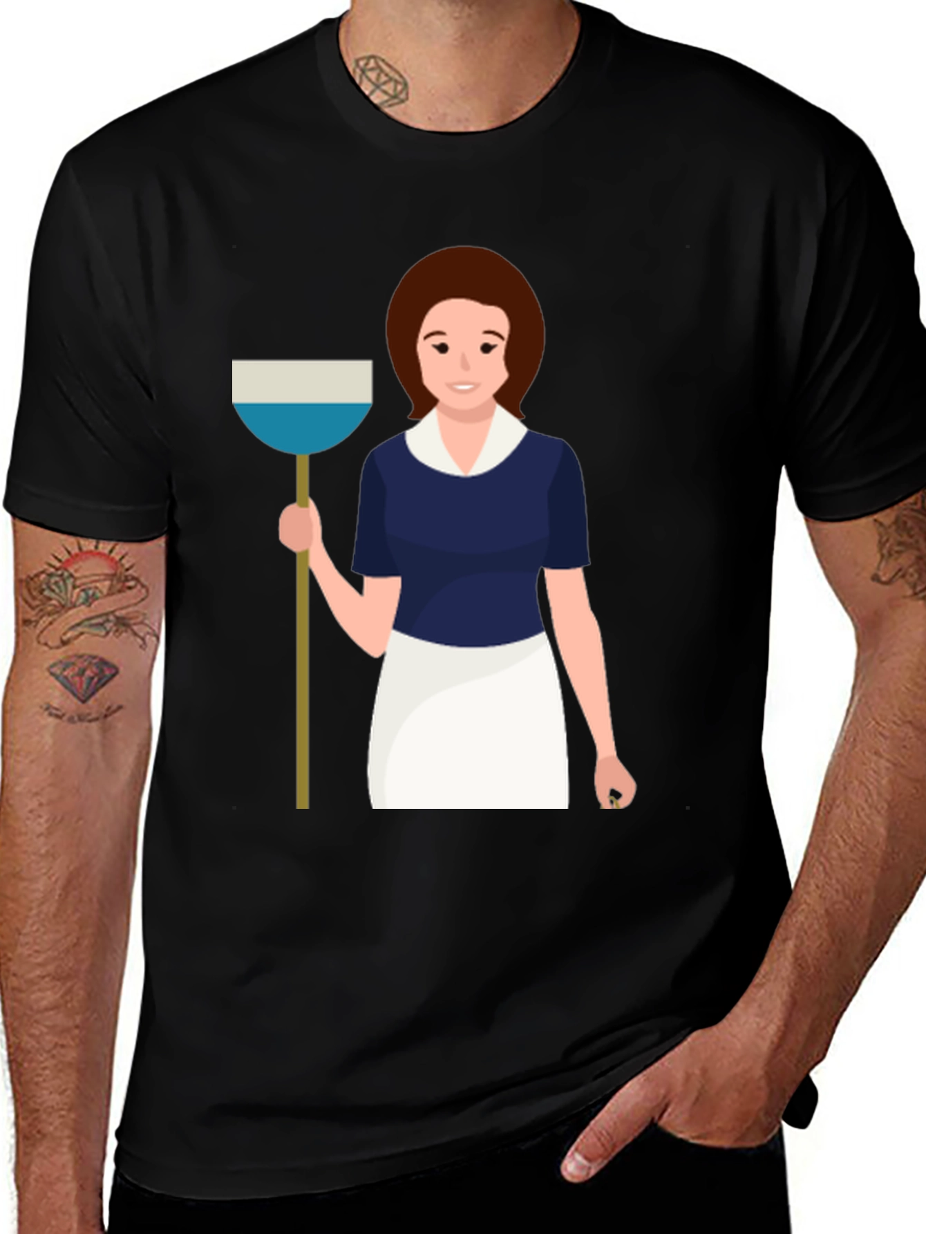 Cartoon Maid T-Shirt - Classic Black Tee