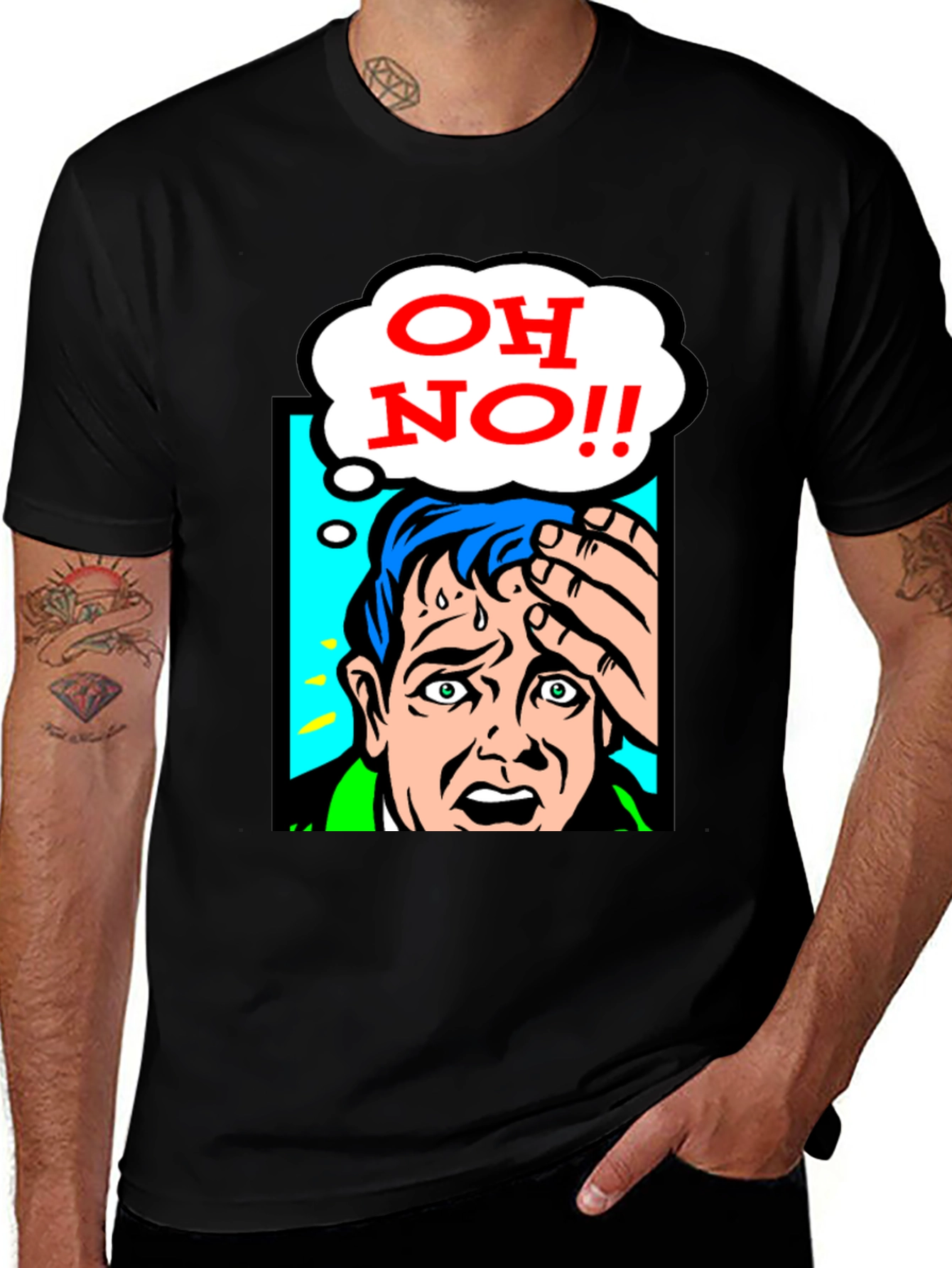 Oh No! Graphic Print T-Shirt - Funny Comic Style Tee