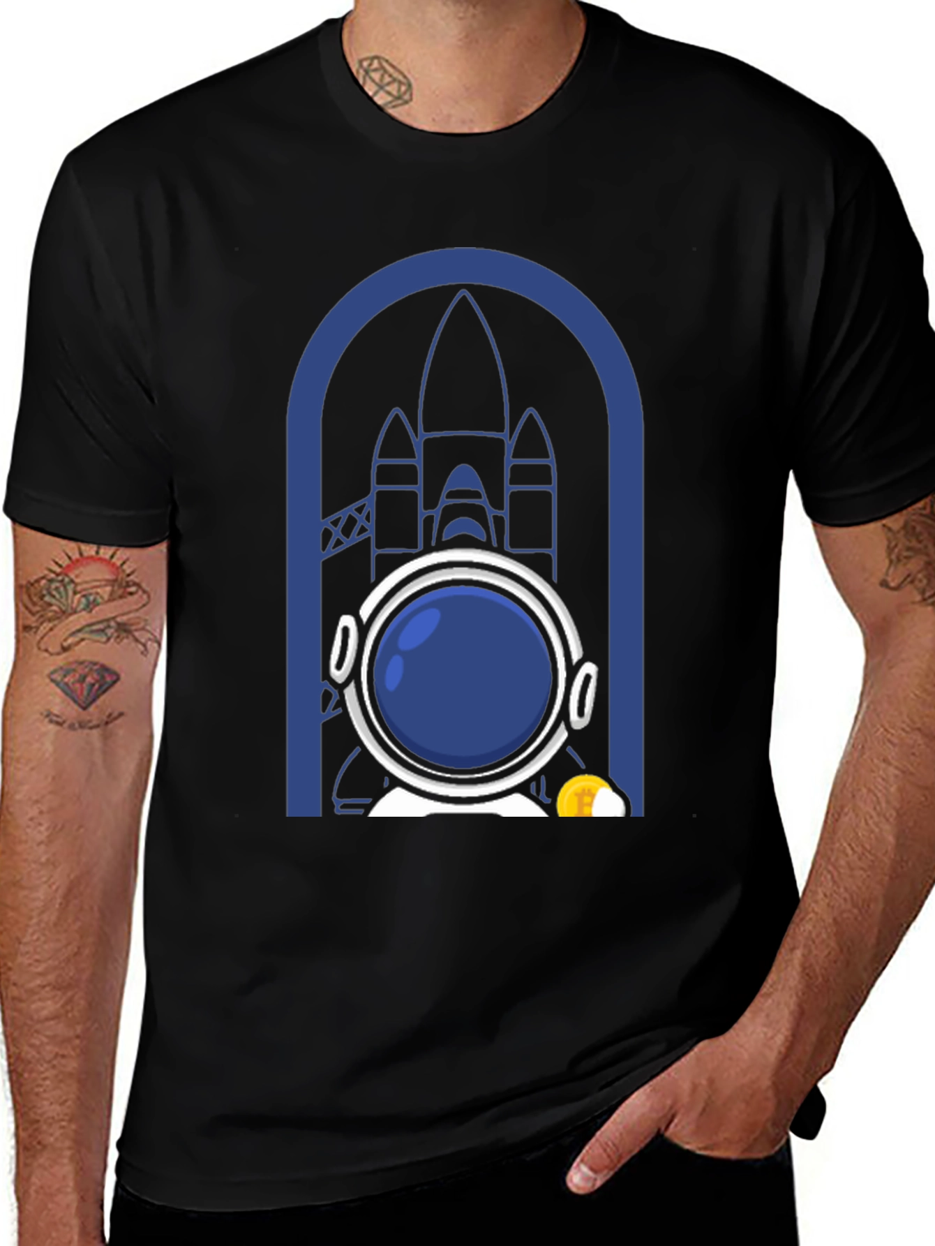 Variant 7 of Astronaut & Rocket Graphic T-Shirt - Space Adventure Tee