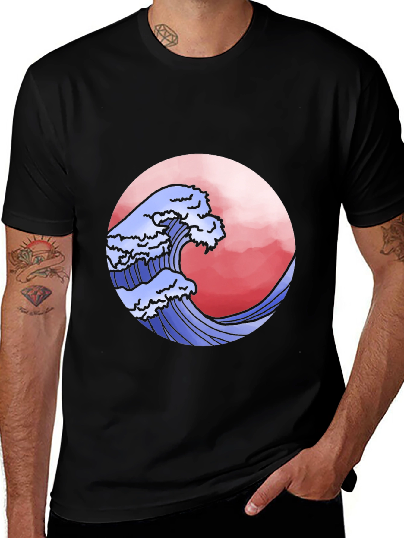 Variant 23 of Wave Graphic Black T-Shirt
