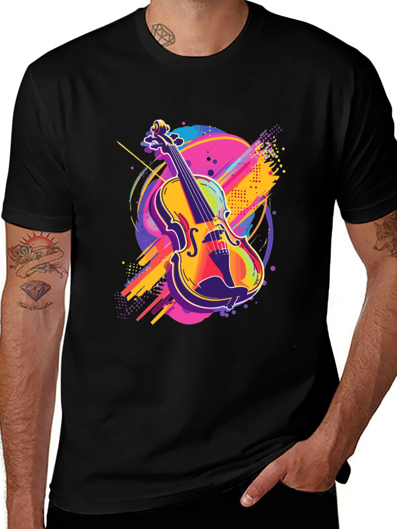 Variant 28 of Colorful Violin Graphic Tee