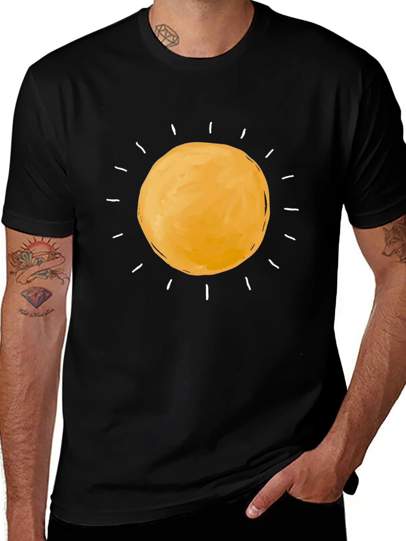 Variant 4 of Sunny Day Graphic Tee - Black Cotton T-Shirt