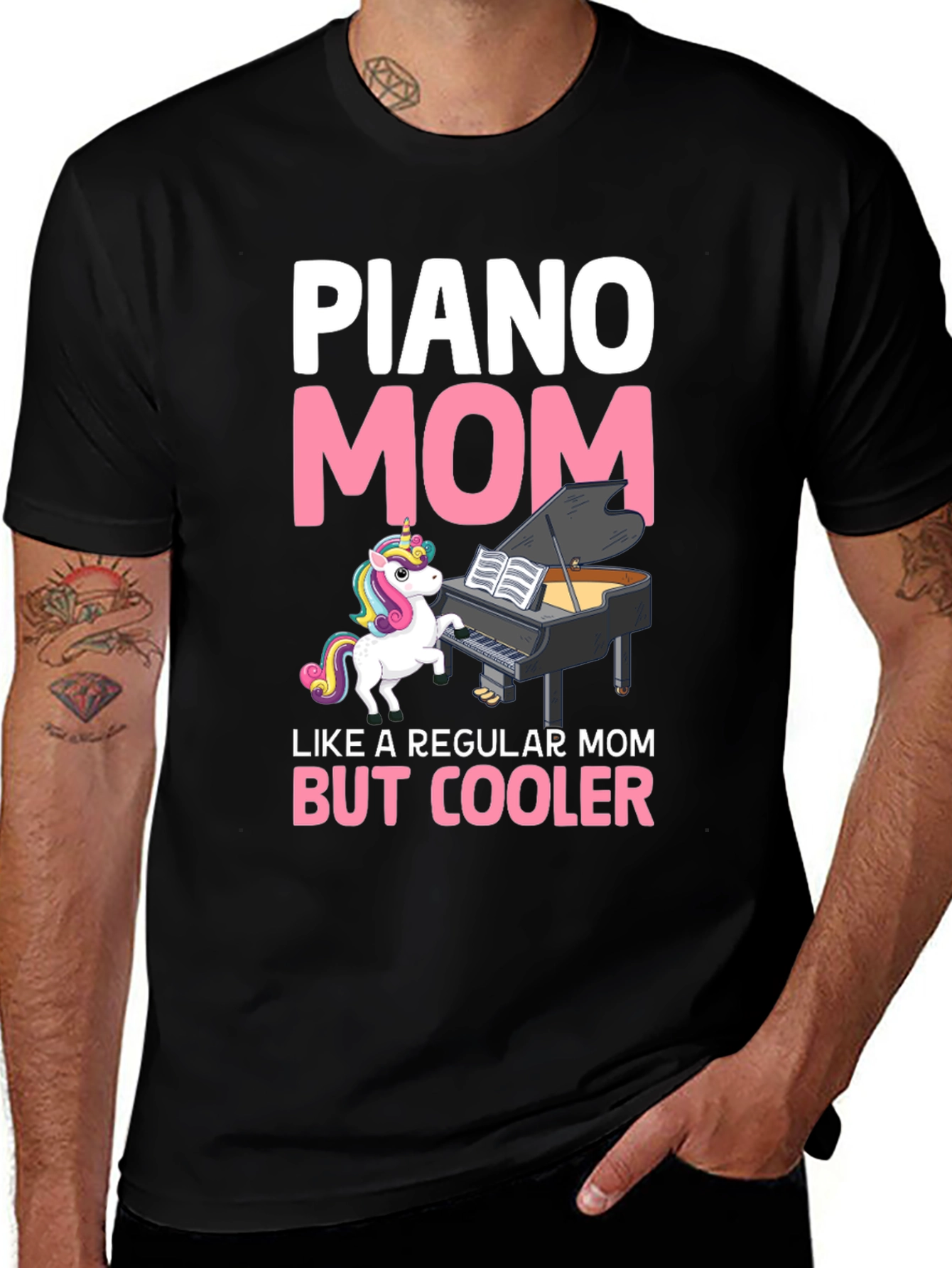 Piano Mom T-Shirt - Unicorn & Musical Style