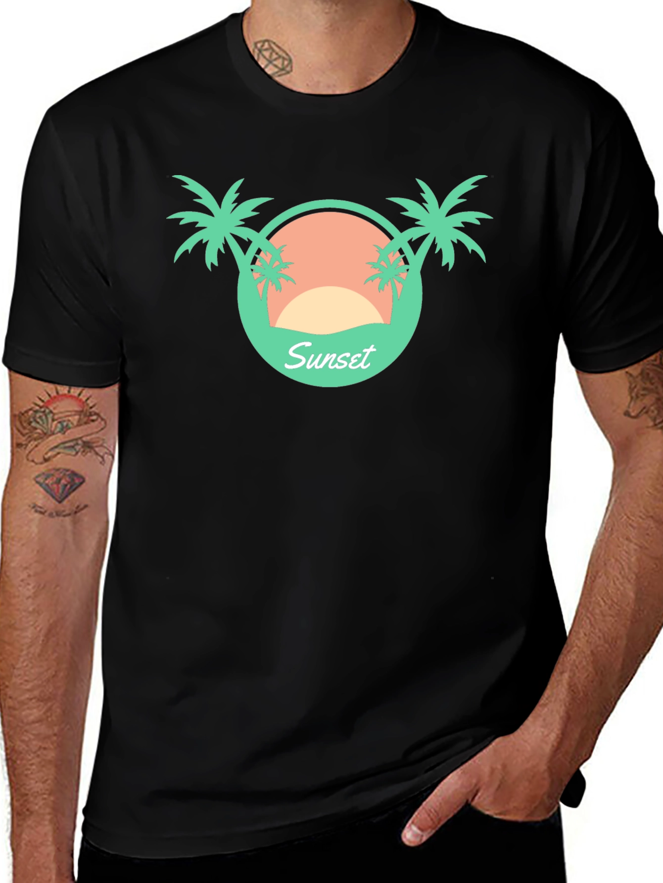 Variant 5 of Sunset Palm Tree Graphic Tee
