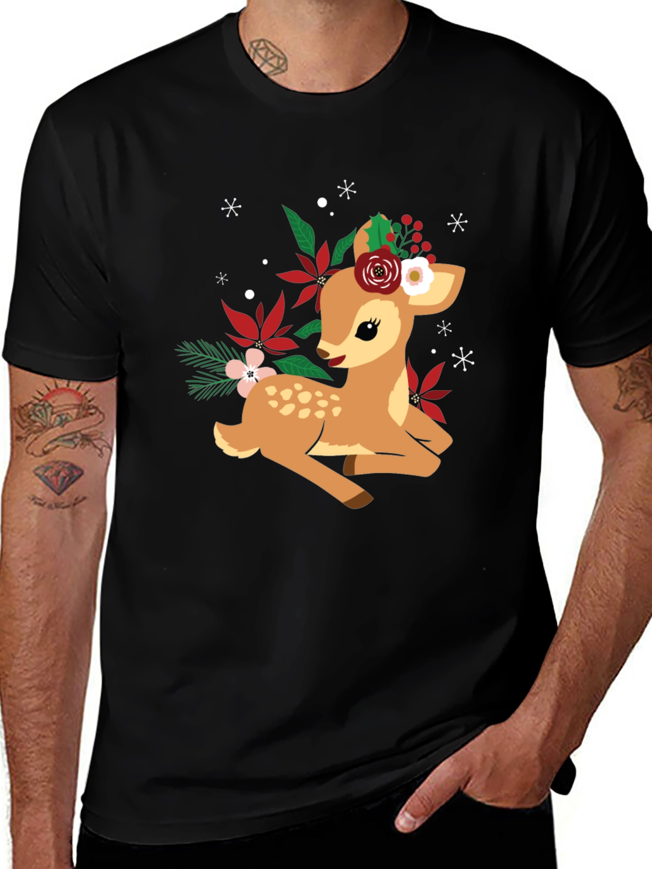 Variant 22 of Cute Deer with Floral Crown Graphic T-Shirt