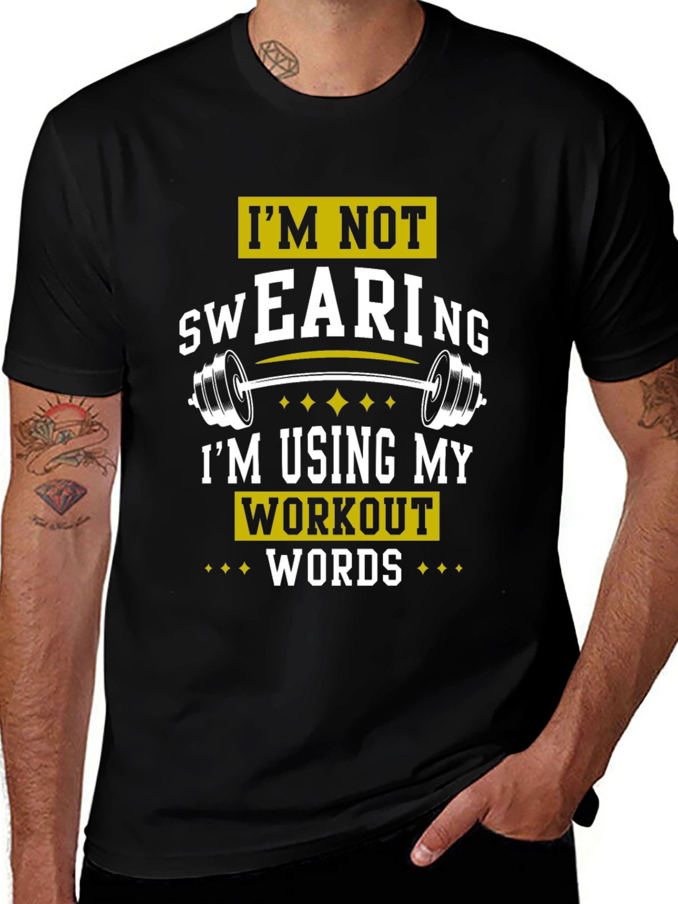 Variant 12 of Workout Words Graphic T-Shirt - Gym Humor Tee