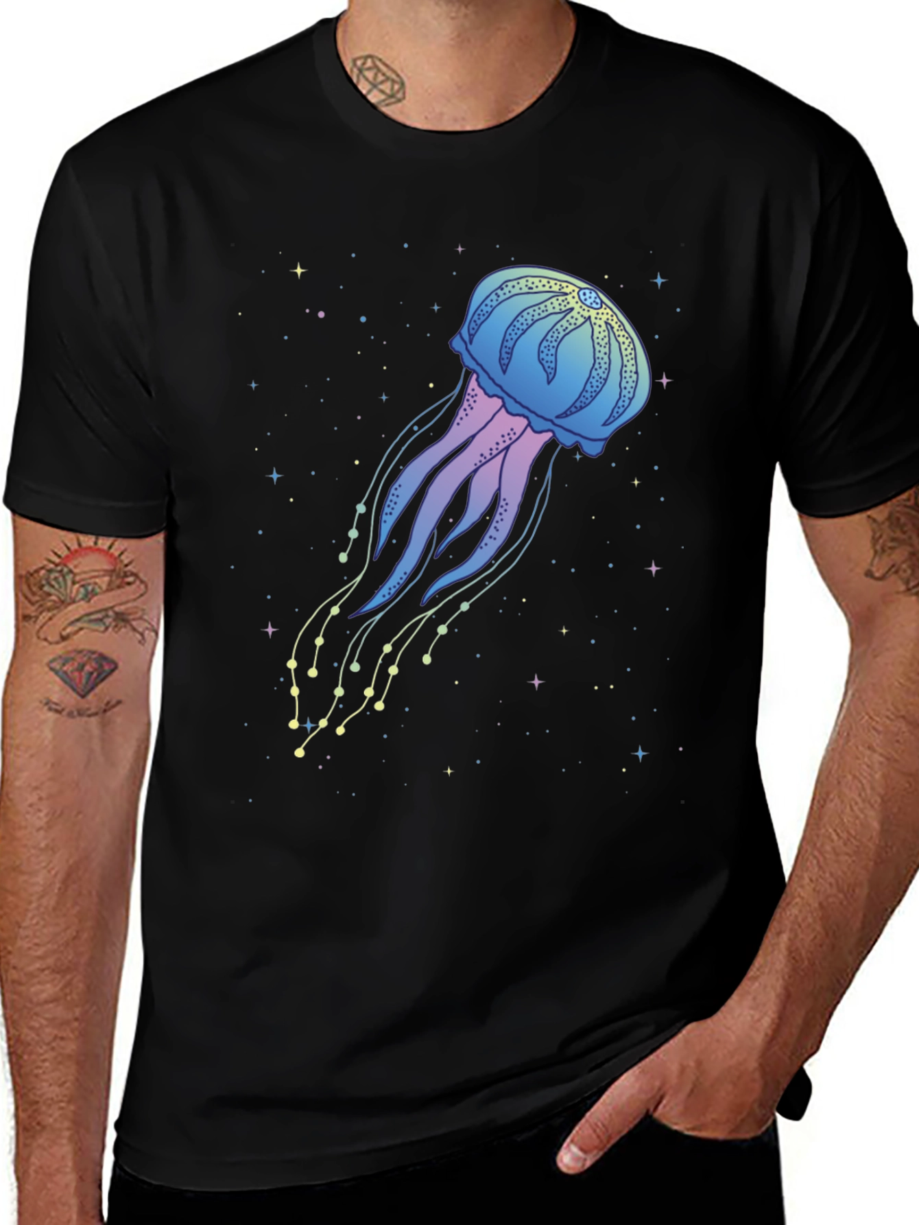 Jellyfish Space Graphic Black T-Shirt