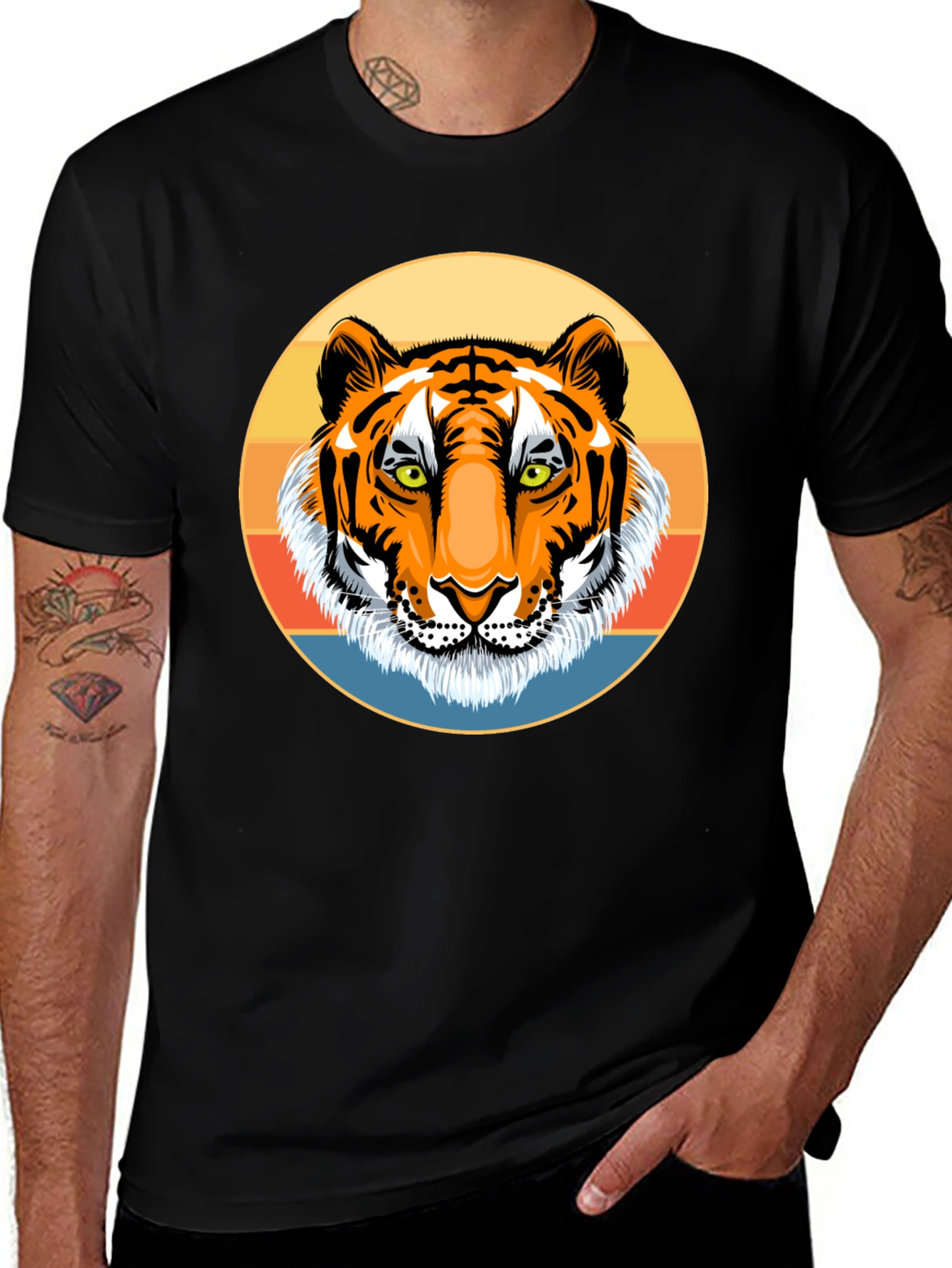 Variant 11 of Tiger Graphic Tee - Retro Style Black T-Shirt