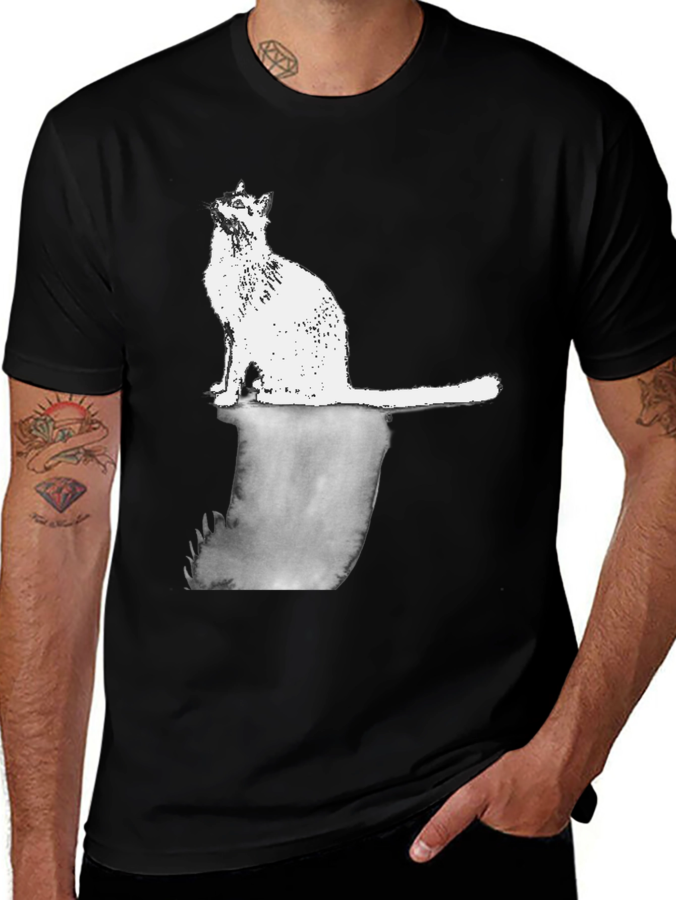 Variant 13 of Cat Graphic Black T-Shirt - Unique Design