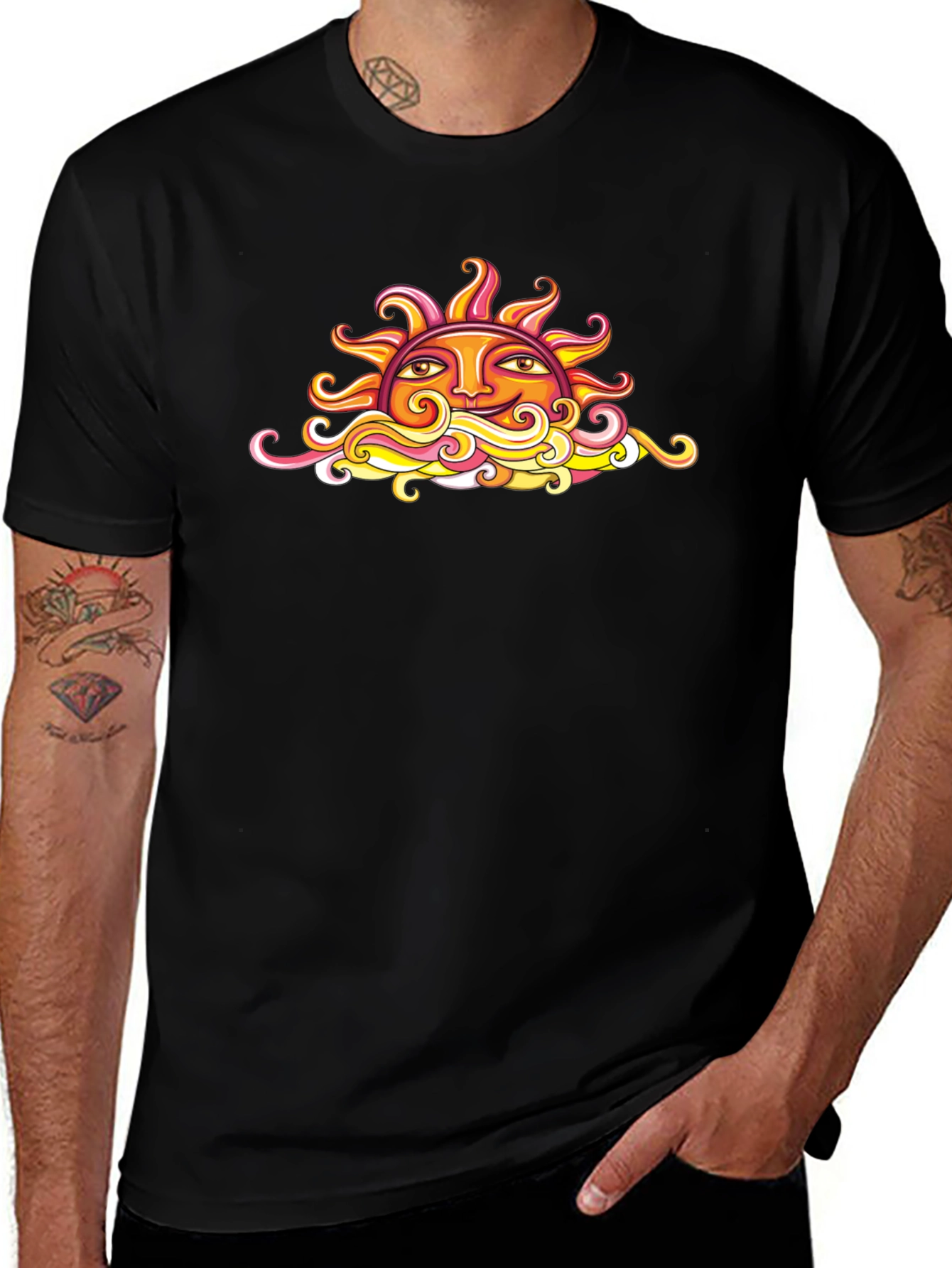 Variant 16 of Sun Graphic Black T-Shirt - Artistic Design