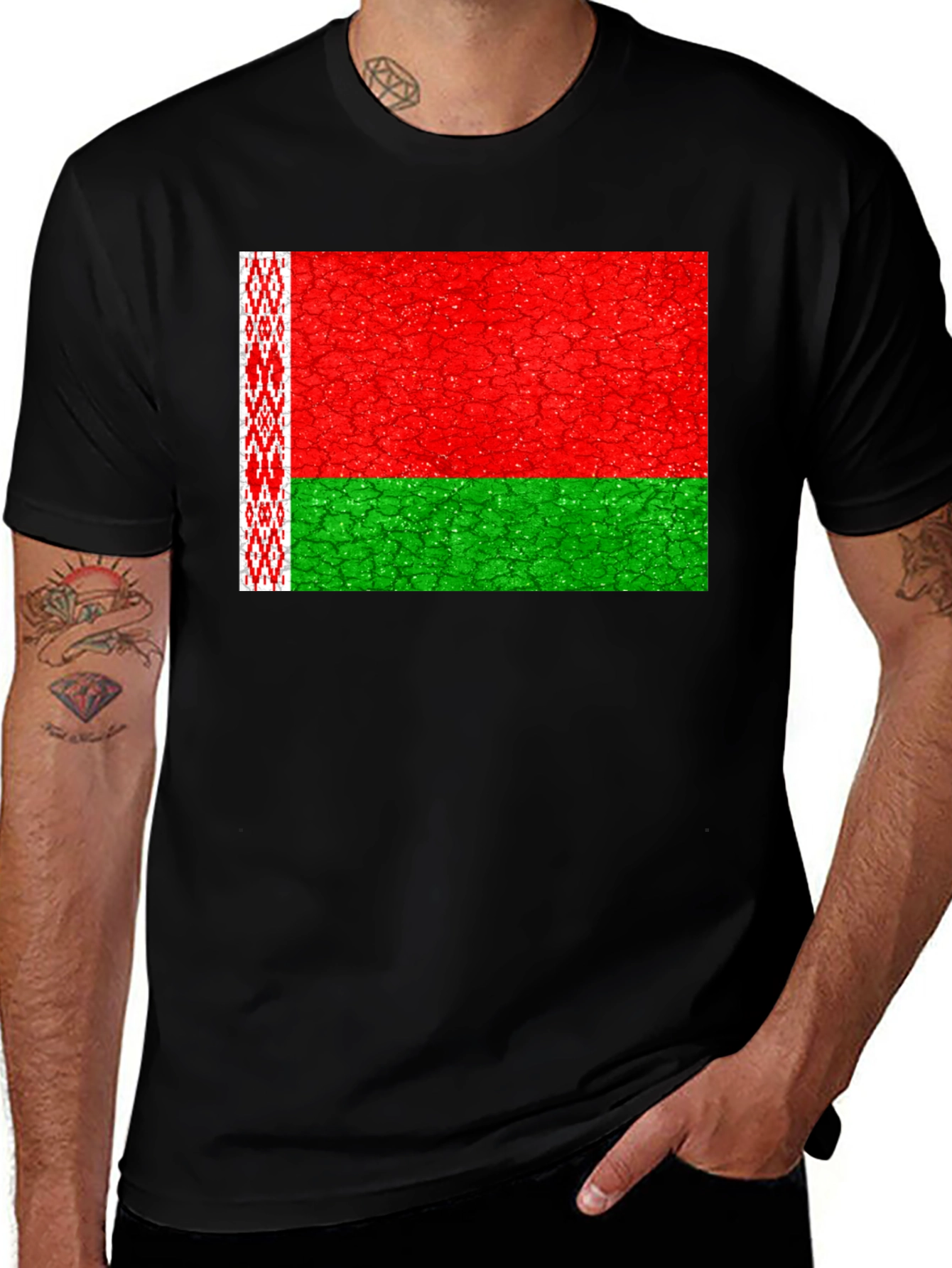 Variant 17 of Belarus Flag Graphic Print T-Shirt - Soft & Comfortable