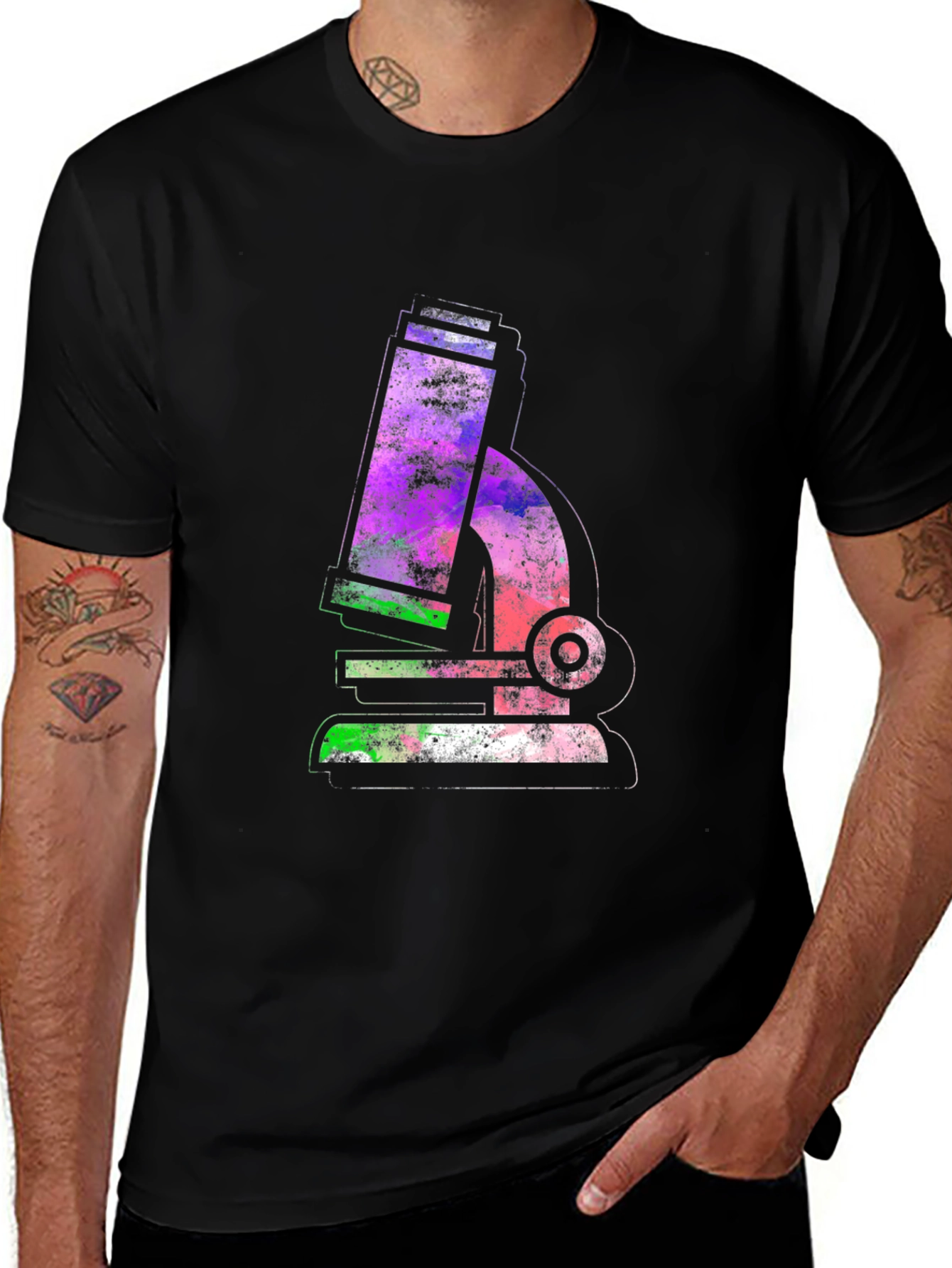 Variant 26 of Watercolor Microscope Graphic Tee - Black
