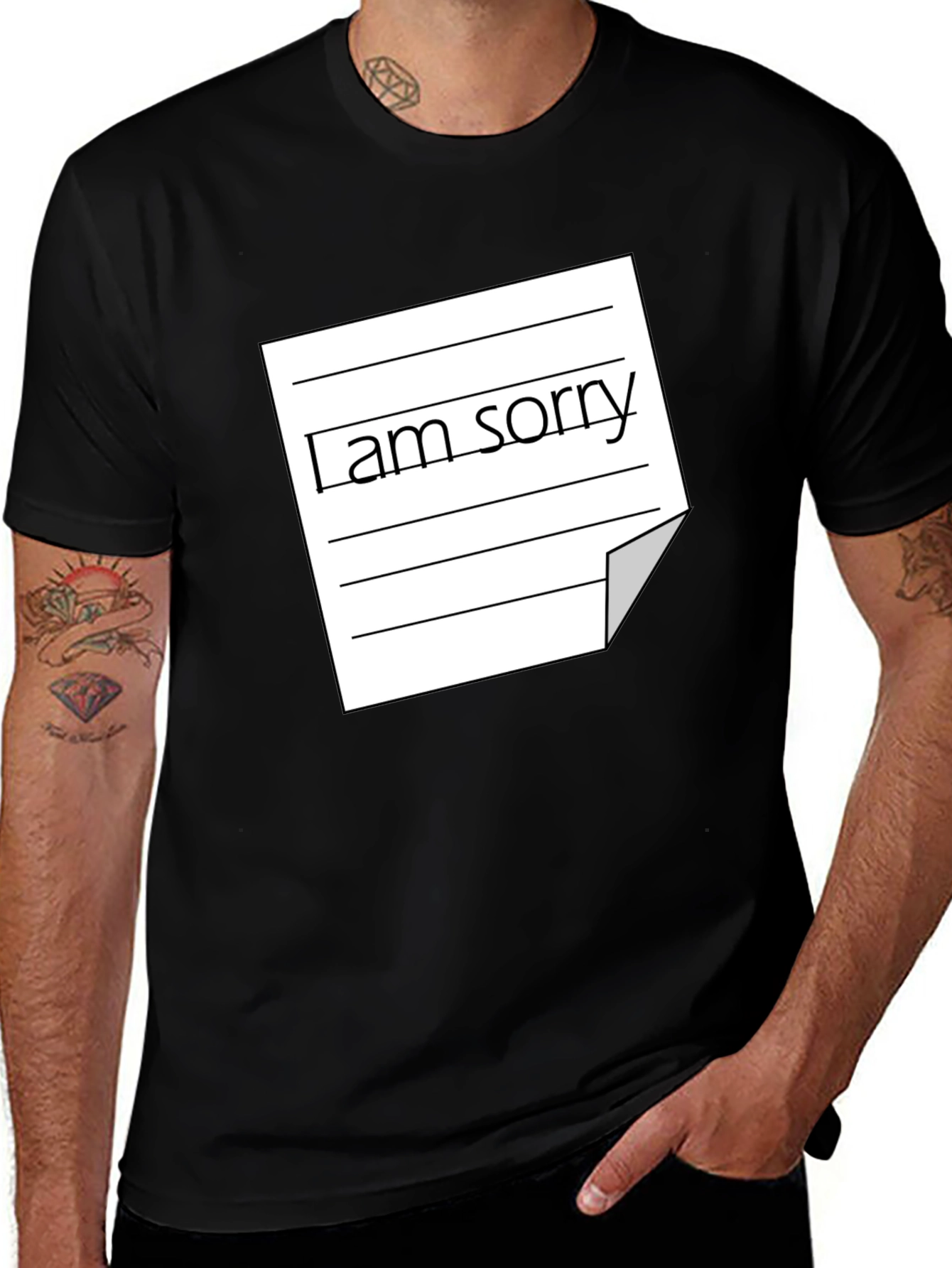 Variant 26 of Men's 'I Am Sorry' Graphic Tee - Black