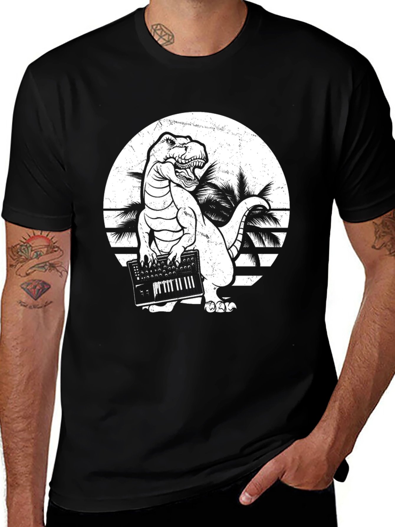 Variant 30 of Dinosaur Playing Keyboard T-Shirt
