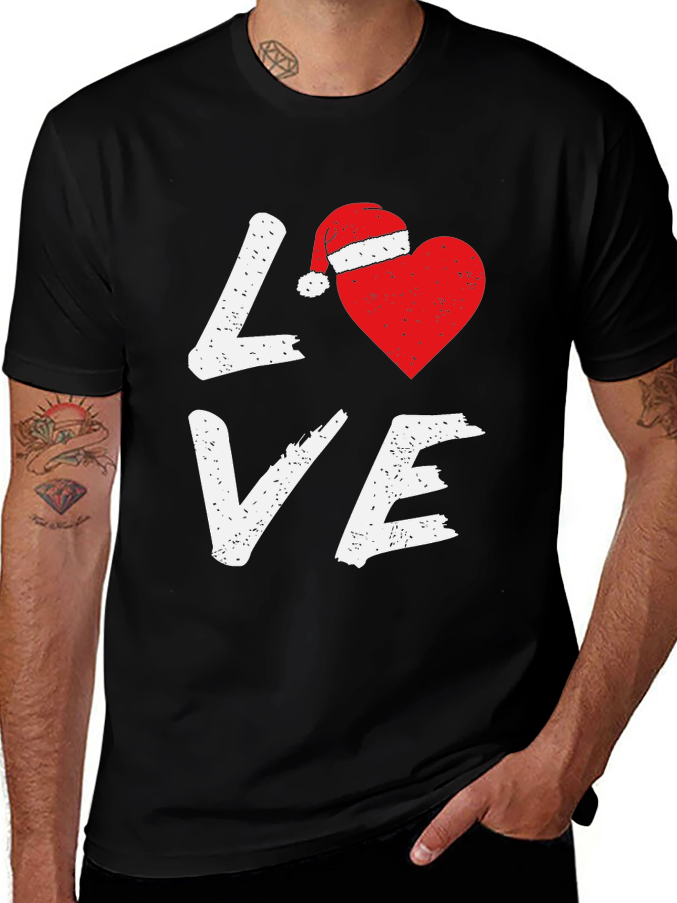 Variant 10 of Love Christmas Heart Santa Hat Graphic Tee