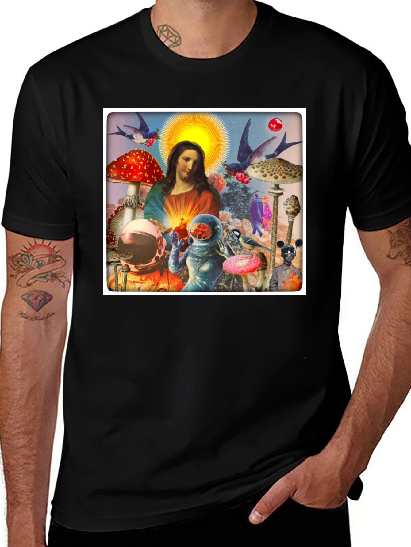 Variant 12 of Surreal Jesus Astronaut Mushroom T-Shirt